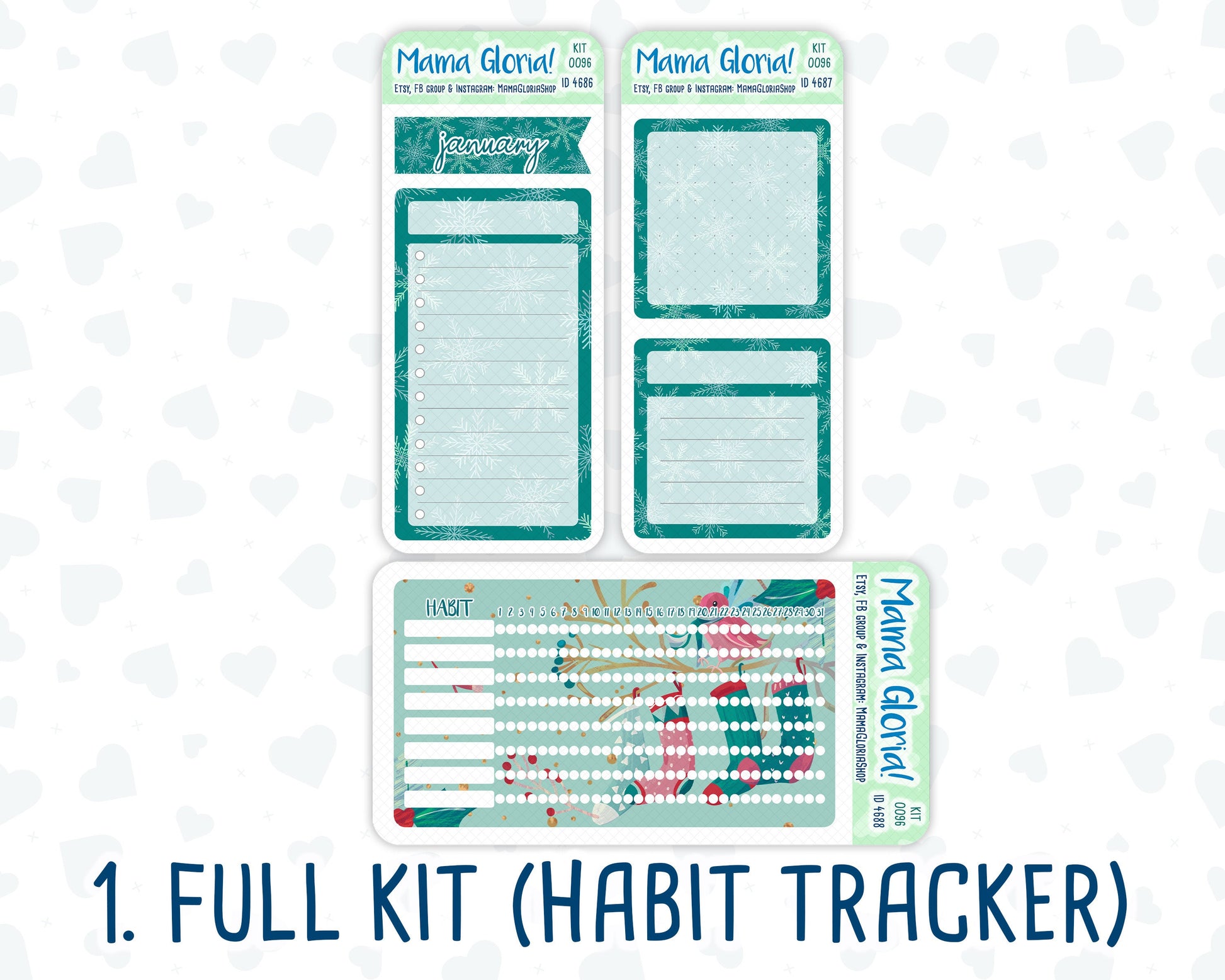 Kit 0096 -A5 - Winter Mood - January- Winter - Notes Pages - Dashboard Kit - Productivity Page