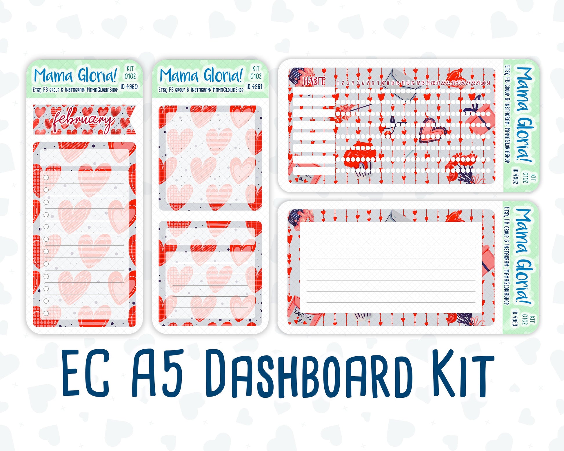 Kit 0101 -A5 - You And I- February- Winter - Notes Pages - Dashboard Kit - Productivity Page