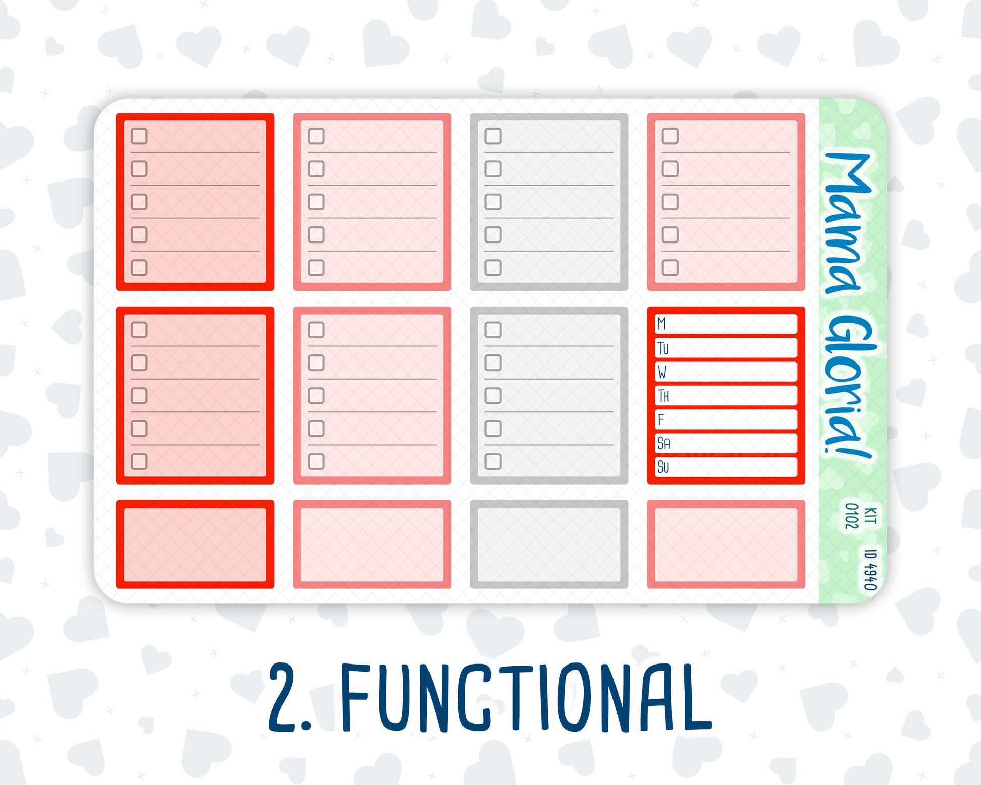 Kit 0102 - 7x9 - You And I -February- Winter- Weekly Kit For EC Horizontal Planners