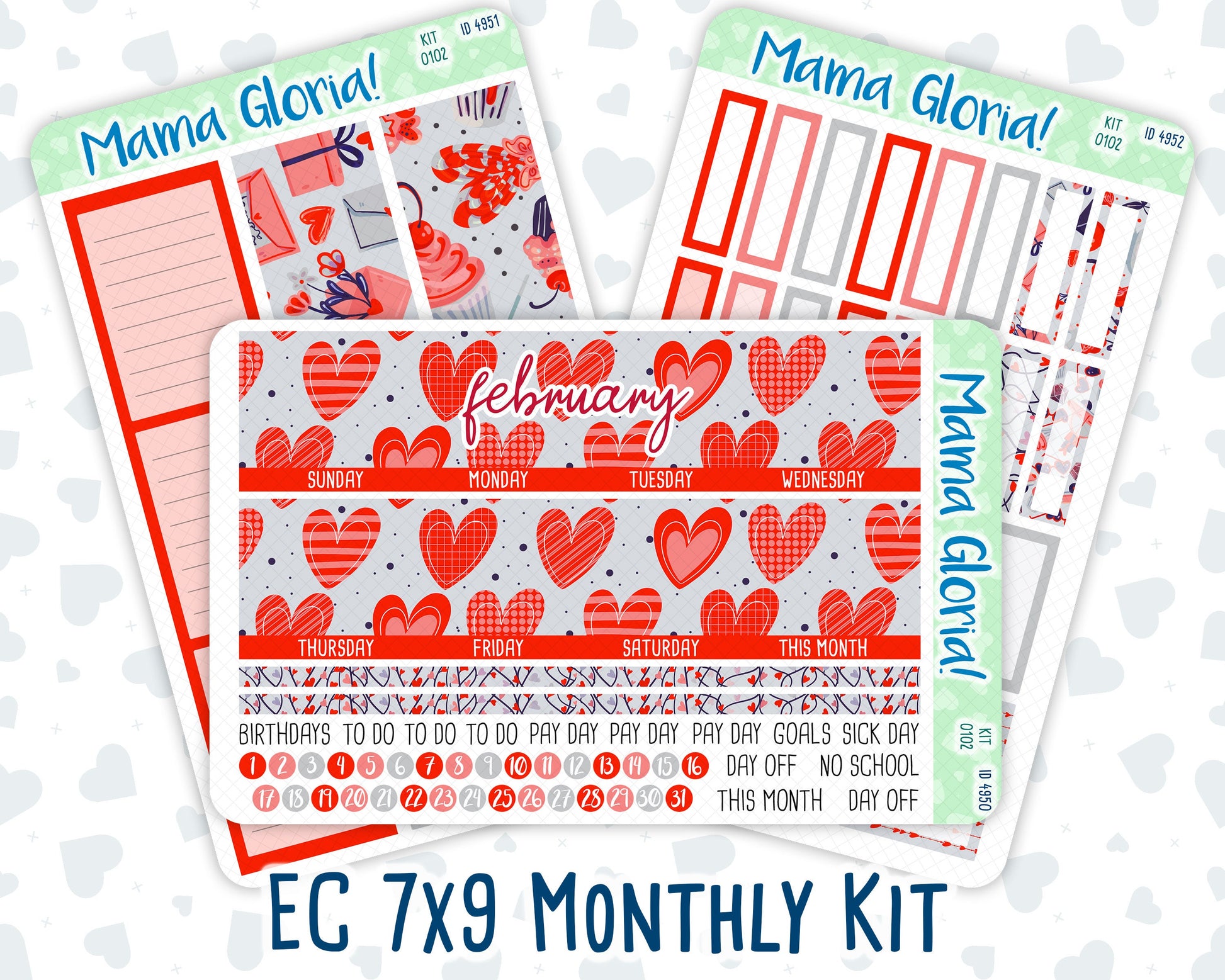 Kit 0102 -7x9 - Monthly - You And I- February- Winter- For EC Planners