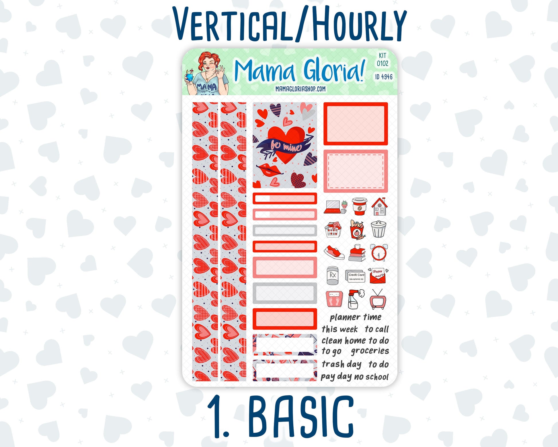 Kit 0102 -7x9 - You And I- February- Winter - Weekly Kit For Vertical And Hourly EC Planners