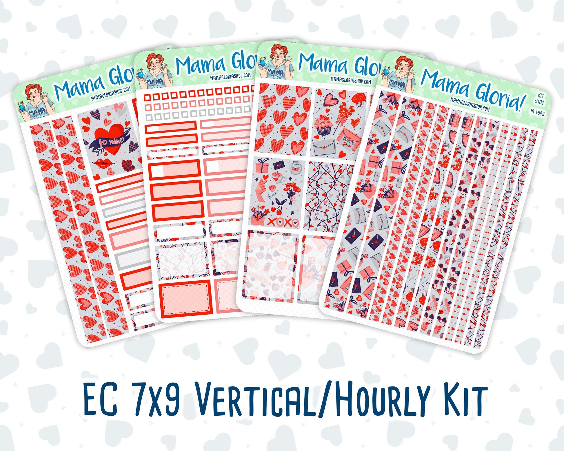 Kit 0102 -7x9 - You And I- February- Winter - Weekly Kit For Vertical And Hourly EC Planners