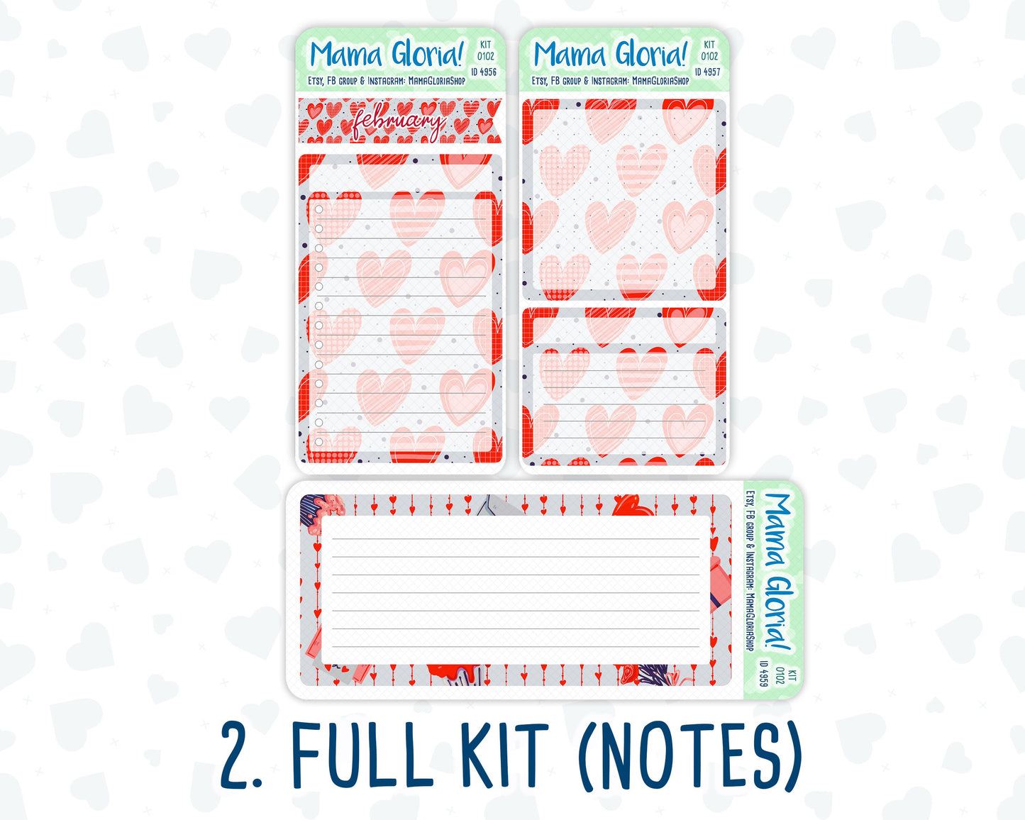 Kit 0102 -7x9 - You And I - February- Winter - Notes Pages - Dashboard Kit - Productivity Page