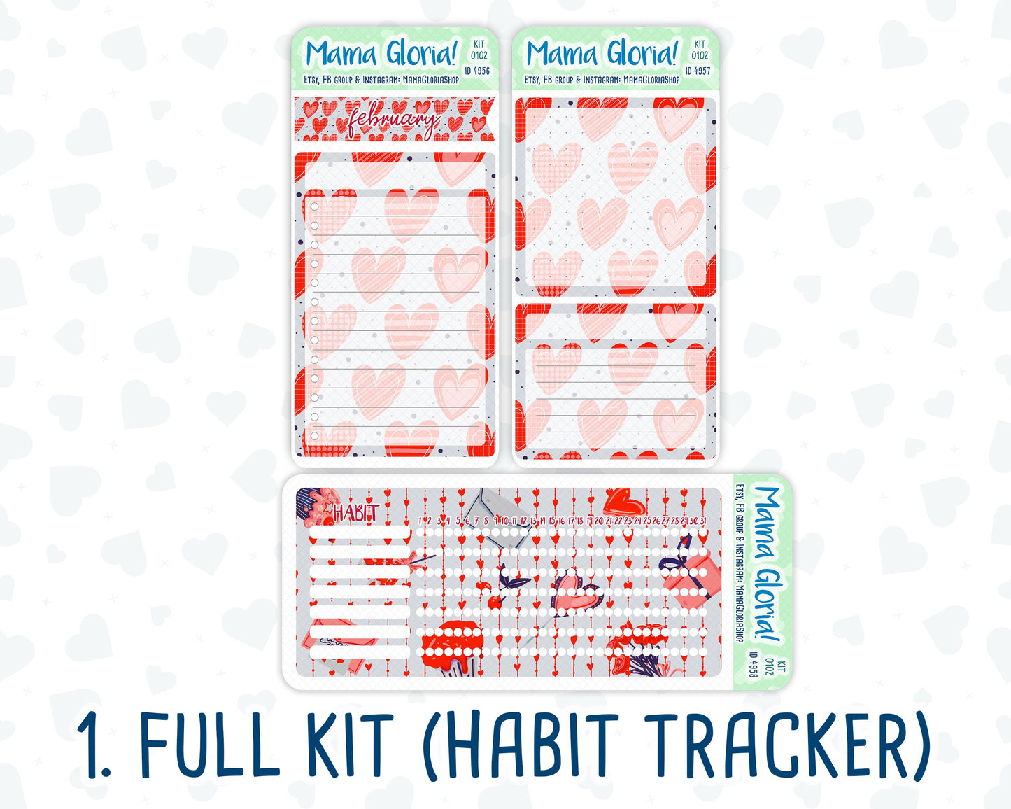 Kit 0102 -7x9 - You And I - February- Winter - Notes Pages - Dashboard Kit - Productivity Page