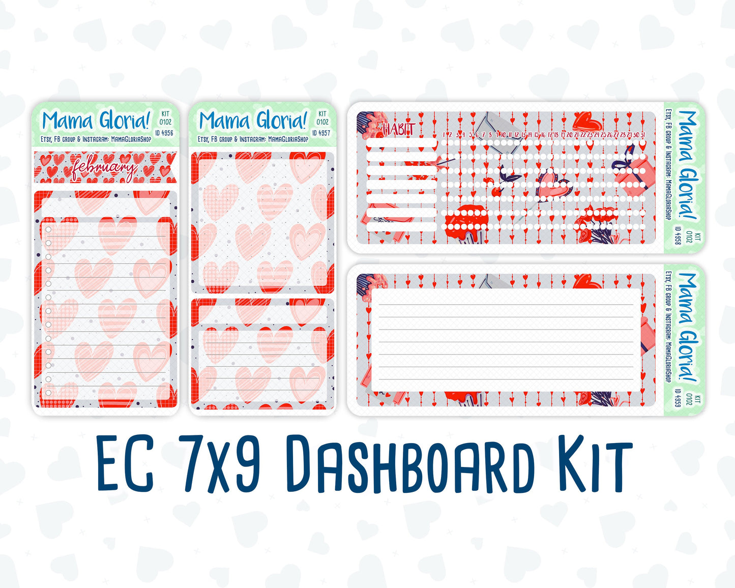 Kit 0102 -7x9 - You And I - February- Winter - Notes Pages - Dashboard Kit - Productivity Page