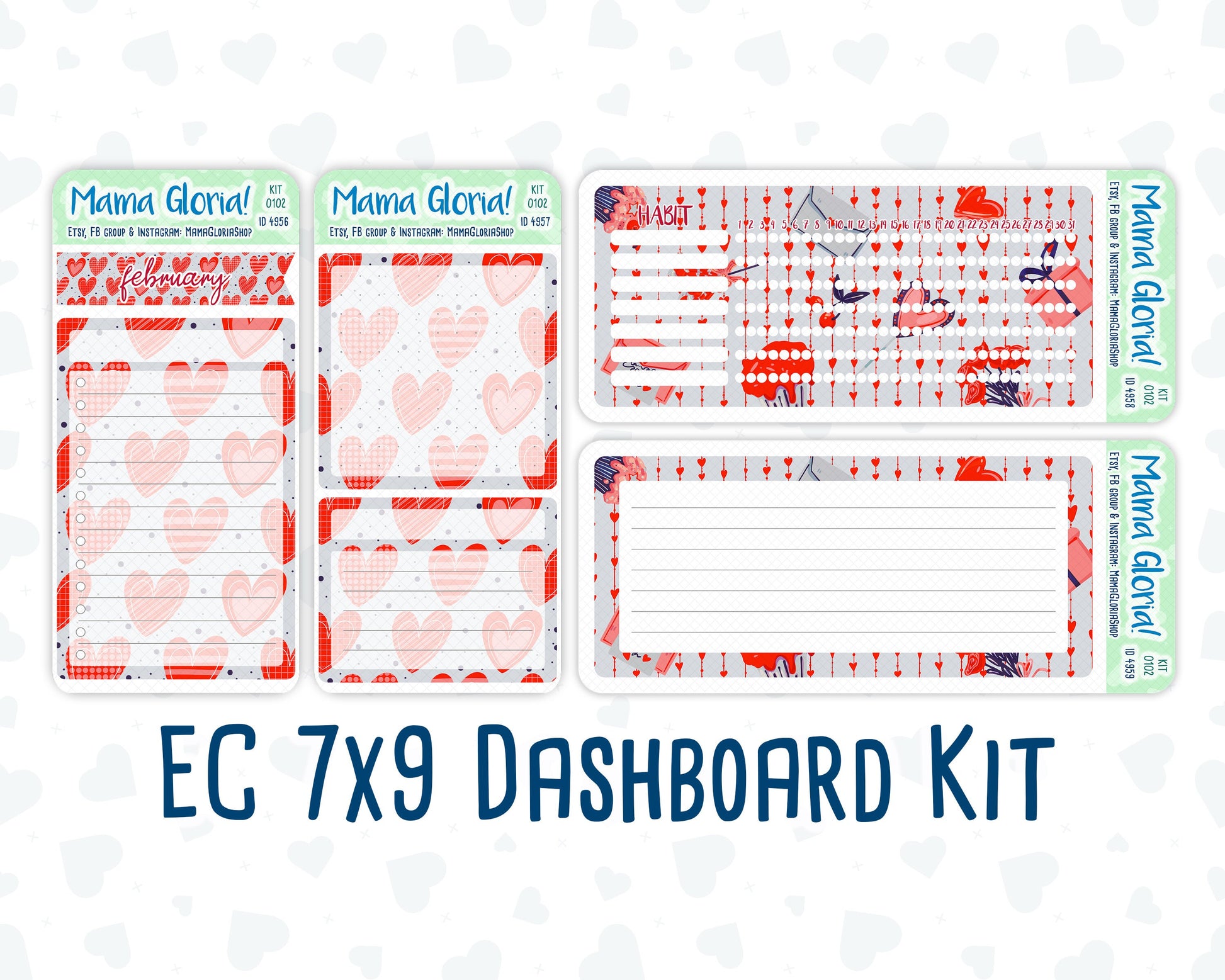 Kit 0102 -7x9 - You And I - February- Winter - Notes Pages - Dashboard Kit - Productivity Page