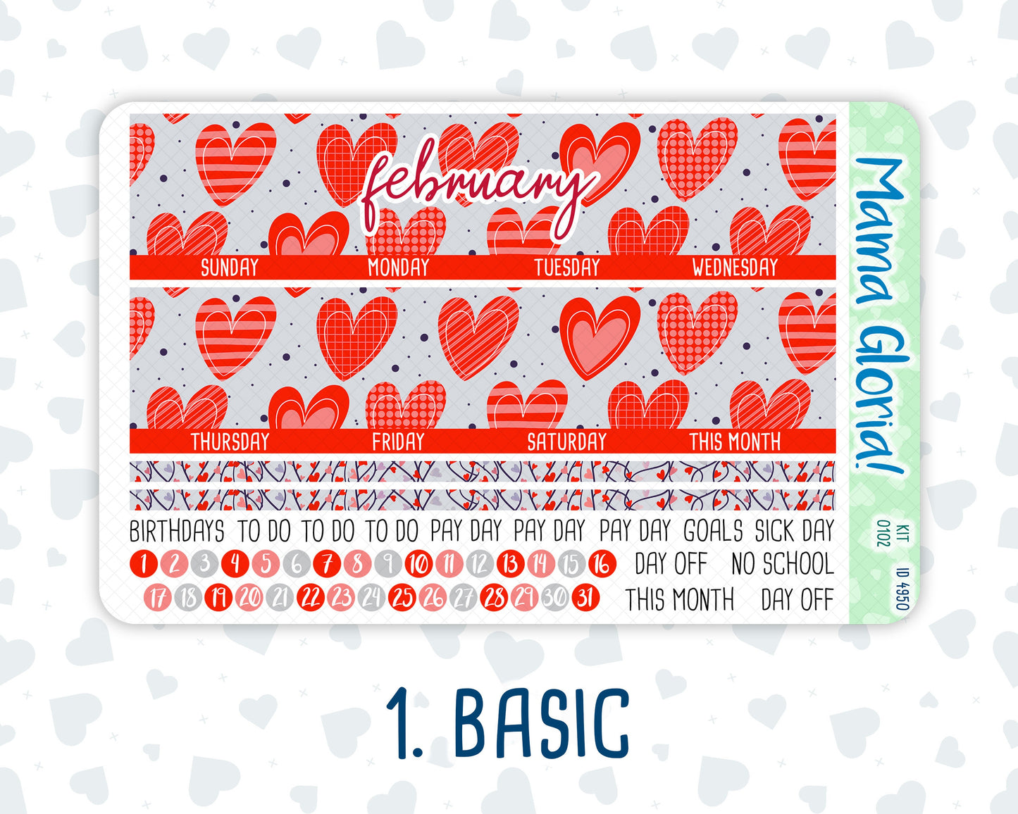 Kit 0102 -7x9 - Monthly - You And I- February- Winter- For EC Planners