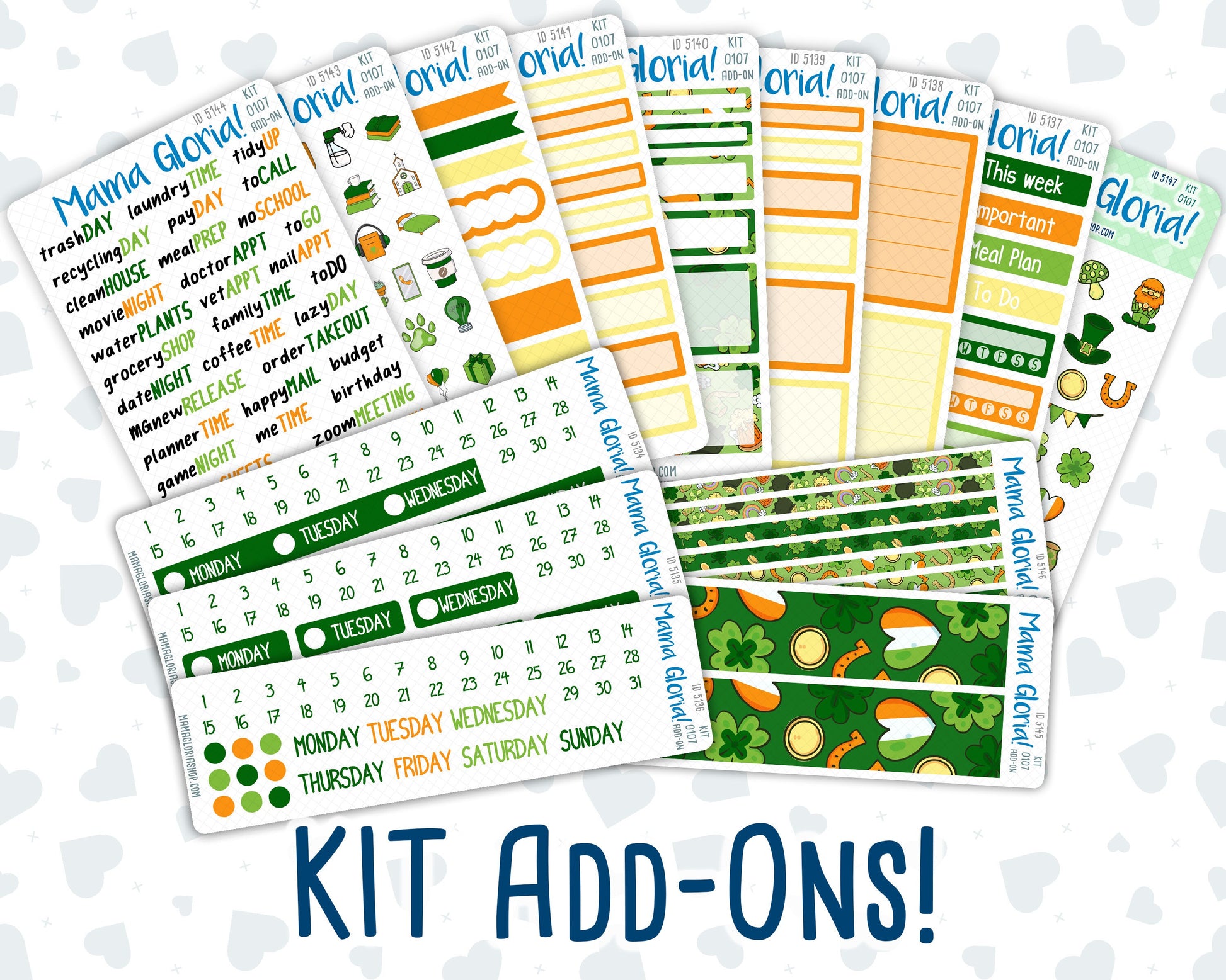 Kit 0107 Add Ons  -Lucky Day - March - Planner Stickers - Kit 2023