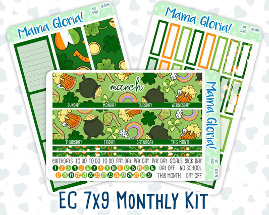 Kit 0104 -7x9 - Monthly - Lucky Day- March- Spring- For EC Planners