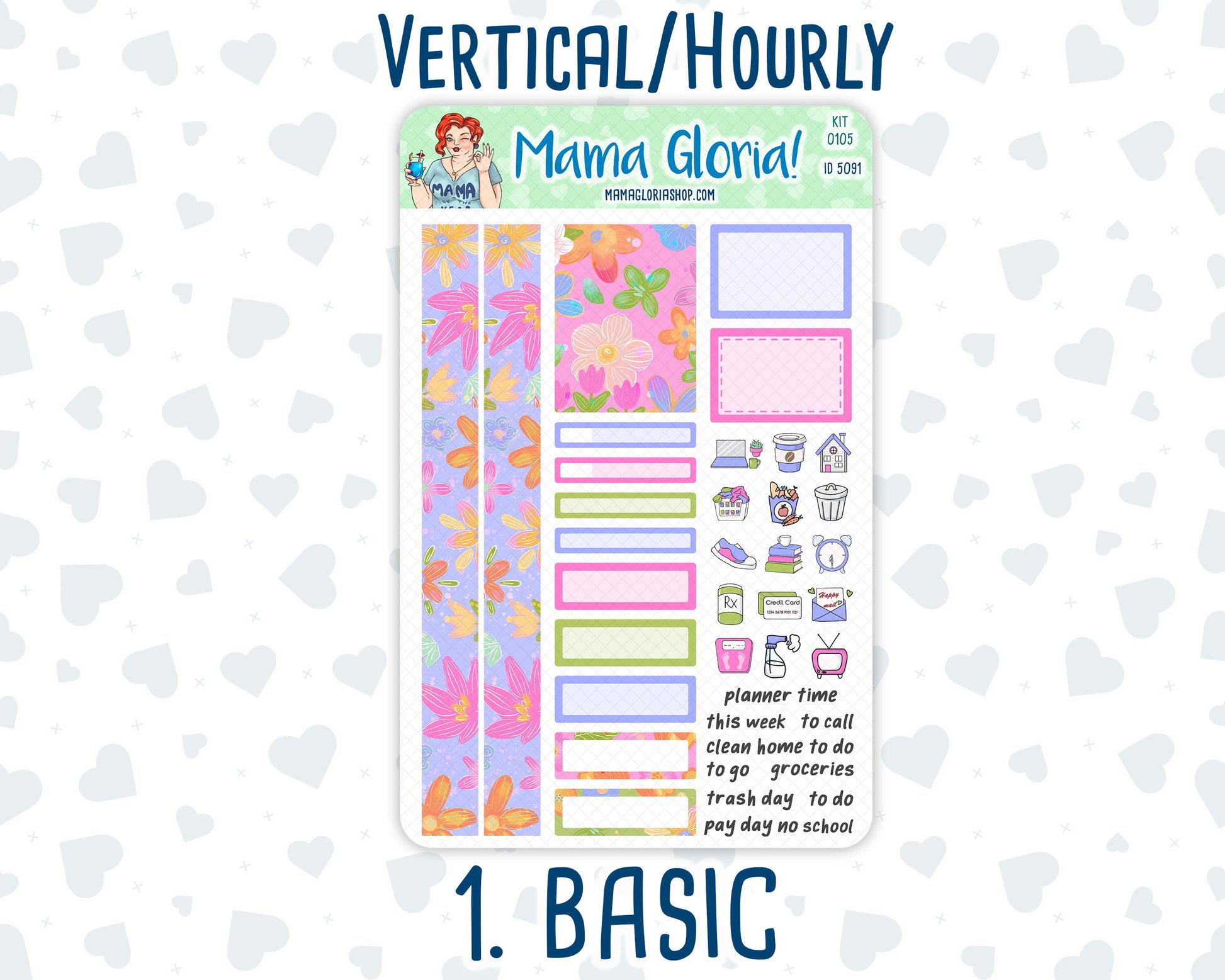 Kit 0105 -7x9 - Early Spring- March- Spring - Weekly Kit For Vertical And Hourly EC Planners