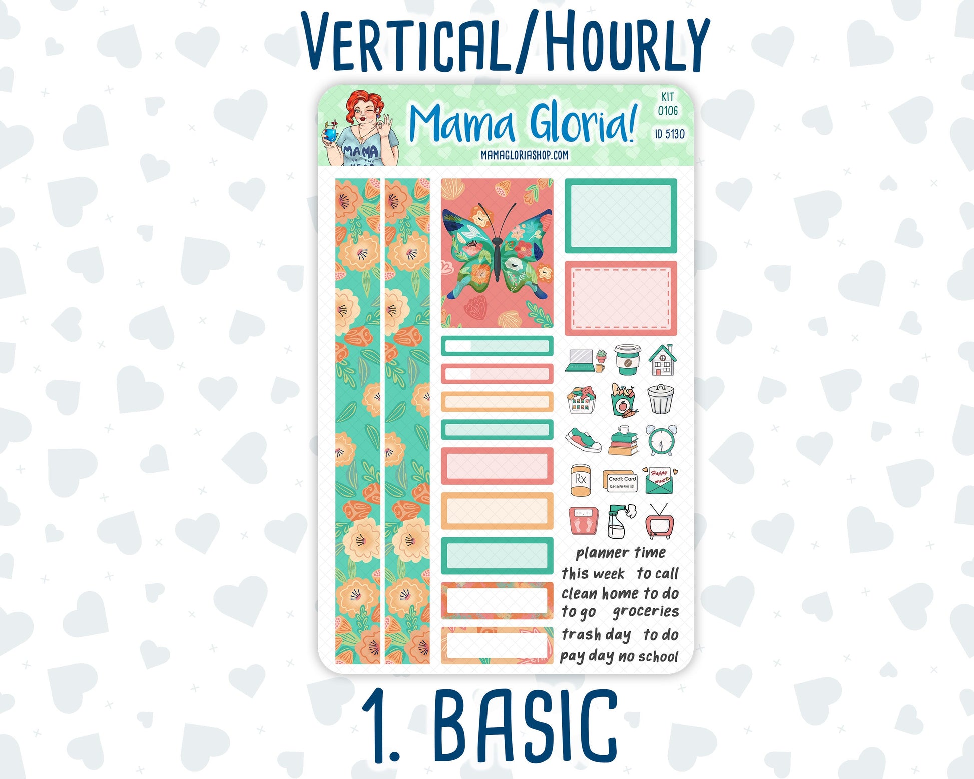 Kit 0106 -7x9 - Butterfly Mood- March- Spring - Weekly Kit For Vertical And Hourly EC Planners