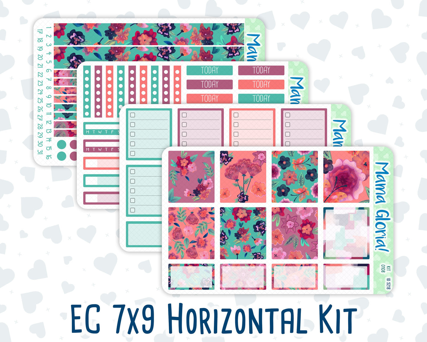 Kit 0108- 7x9 - Colors-April- Spring- Weekly Kit For EC Horizontal Planners