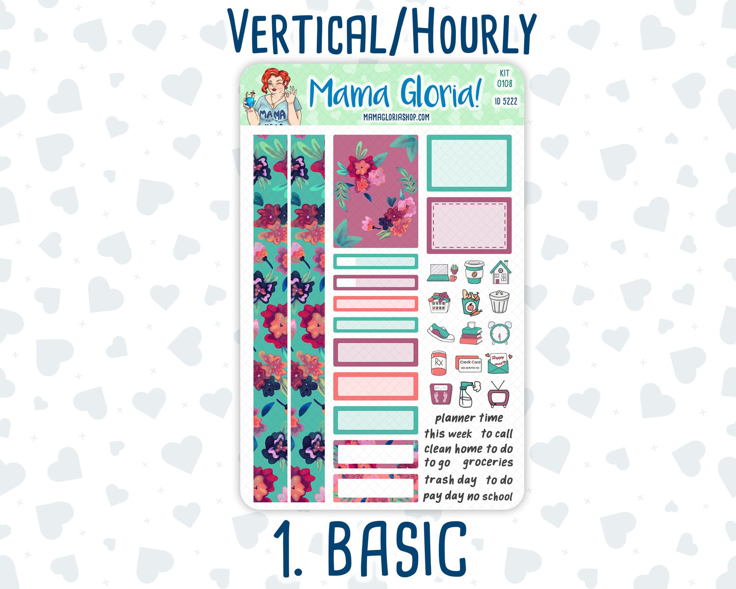 Kit 0108 -7x9 - Colors- April- Spring - Weekly Kit For Vertical And Hourly EC Planners