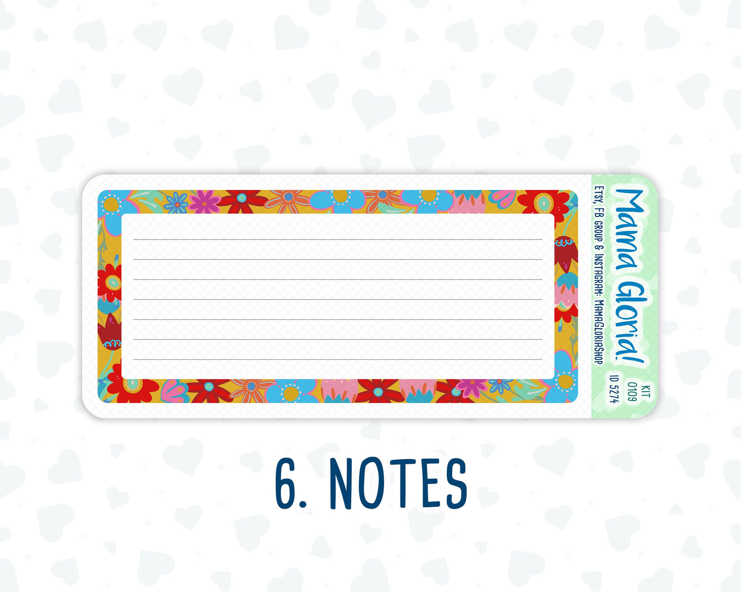 Kit 0109 -7x9 - Smile- April- Spring- Notes Pages - Dashboard Kit - Productivity Page