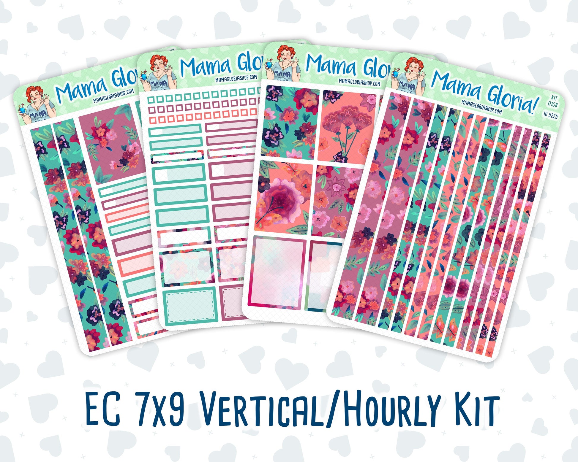 Kit 0108 -7x9 - Colors- April- Spring - Weekly Kit For Vertical And Hourly EC Planners