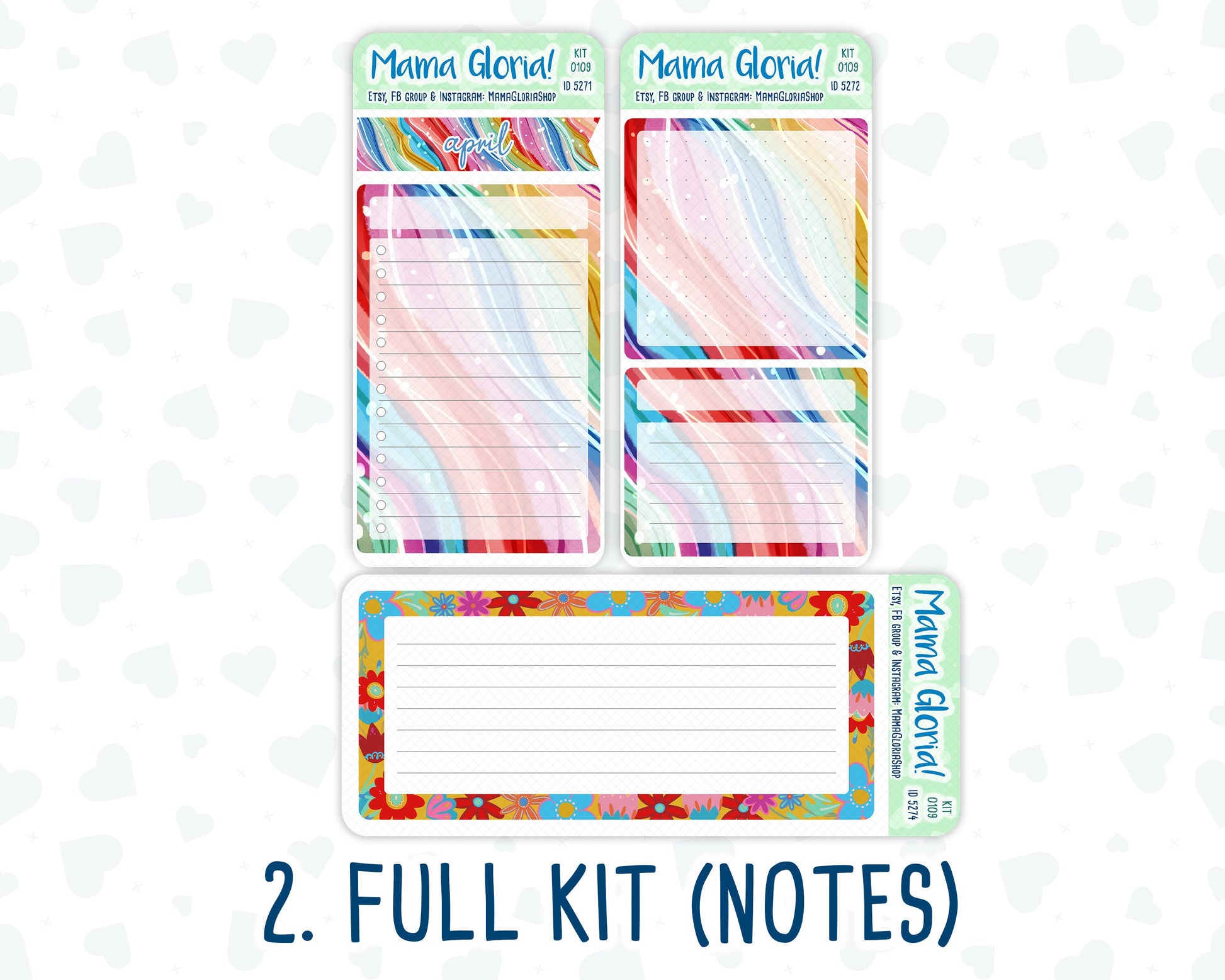 Kit 0109 -7x9 - Smile- April- Spring- Notes Pages - Dashboard Kit - Productivity Page