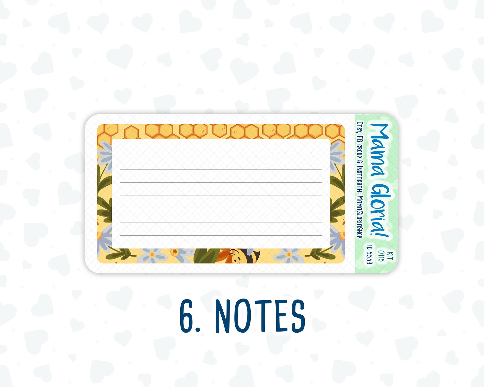 Kit 0115-A5 - Honey Buzz- May- Spring- Notes Pages - Dashboard Kit - Productivity Page