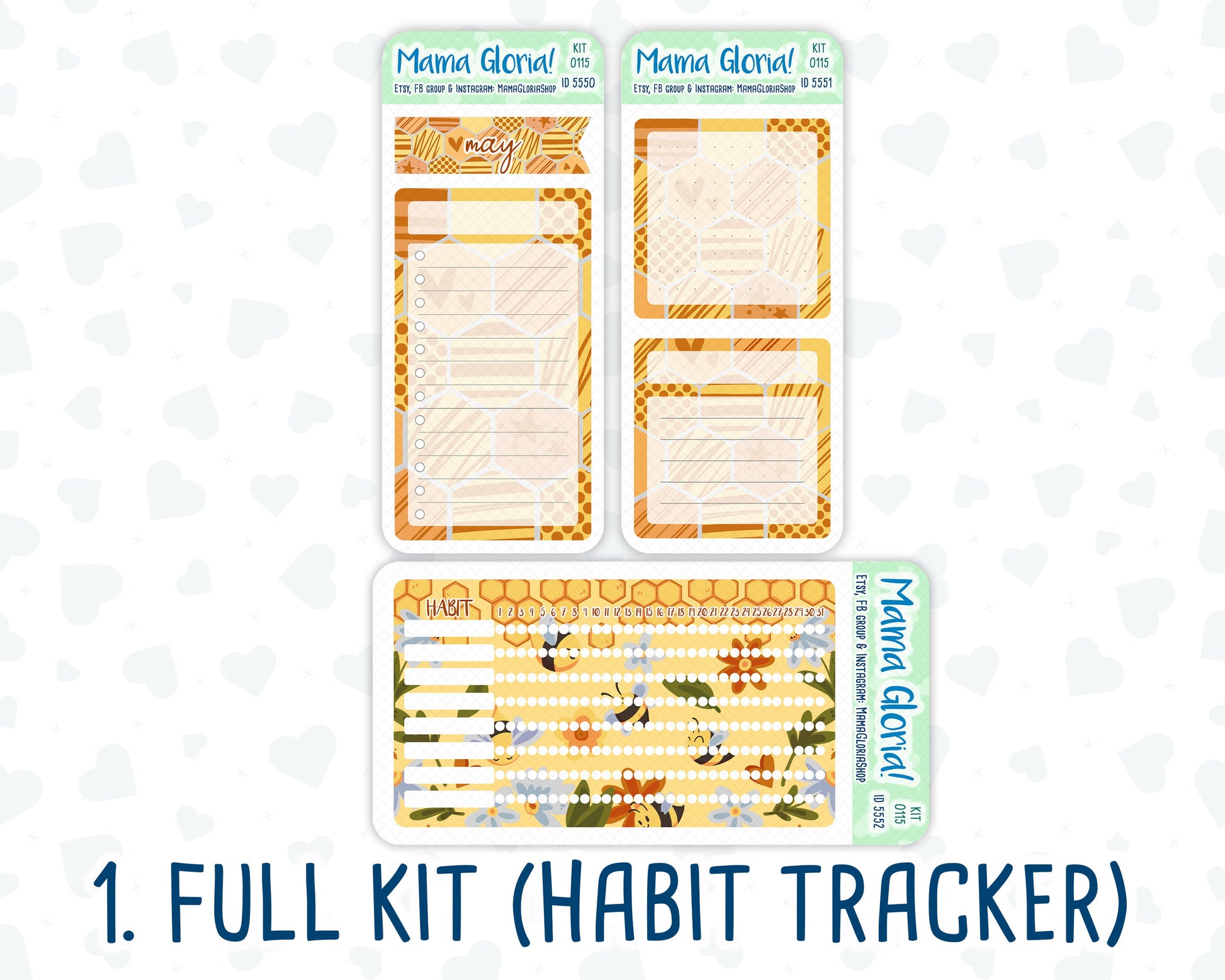 Kit 0115-A5 - Honey Buzz- May- Spring- Notes Pages - Dashboard Kit - Productivity Page