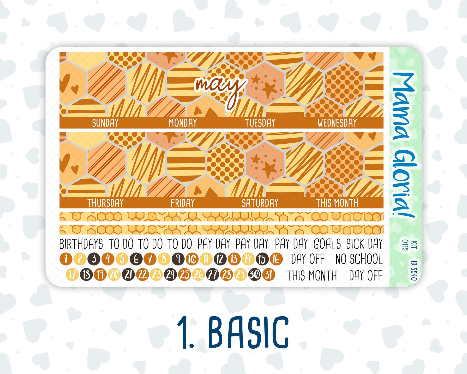 Kit 0115 -7x9 - Monthly - Honey Buzz- May- Spring- For EC Planners