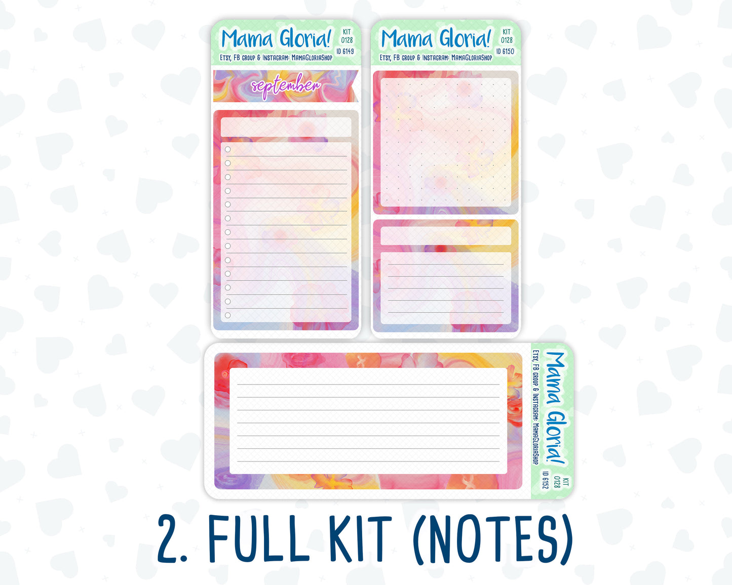 Kit 0128 -7x9 - Garden Glitz- September- Autumn- Notes Pages - Dashboard Kit - Productivity Page