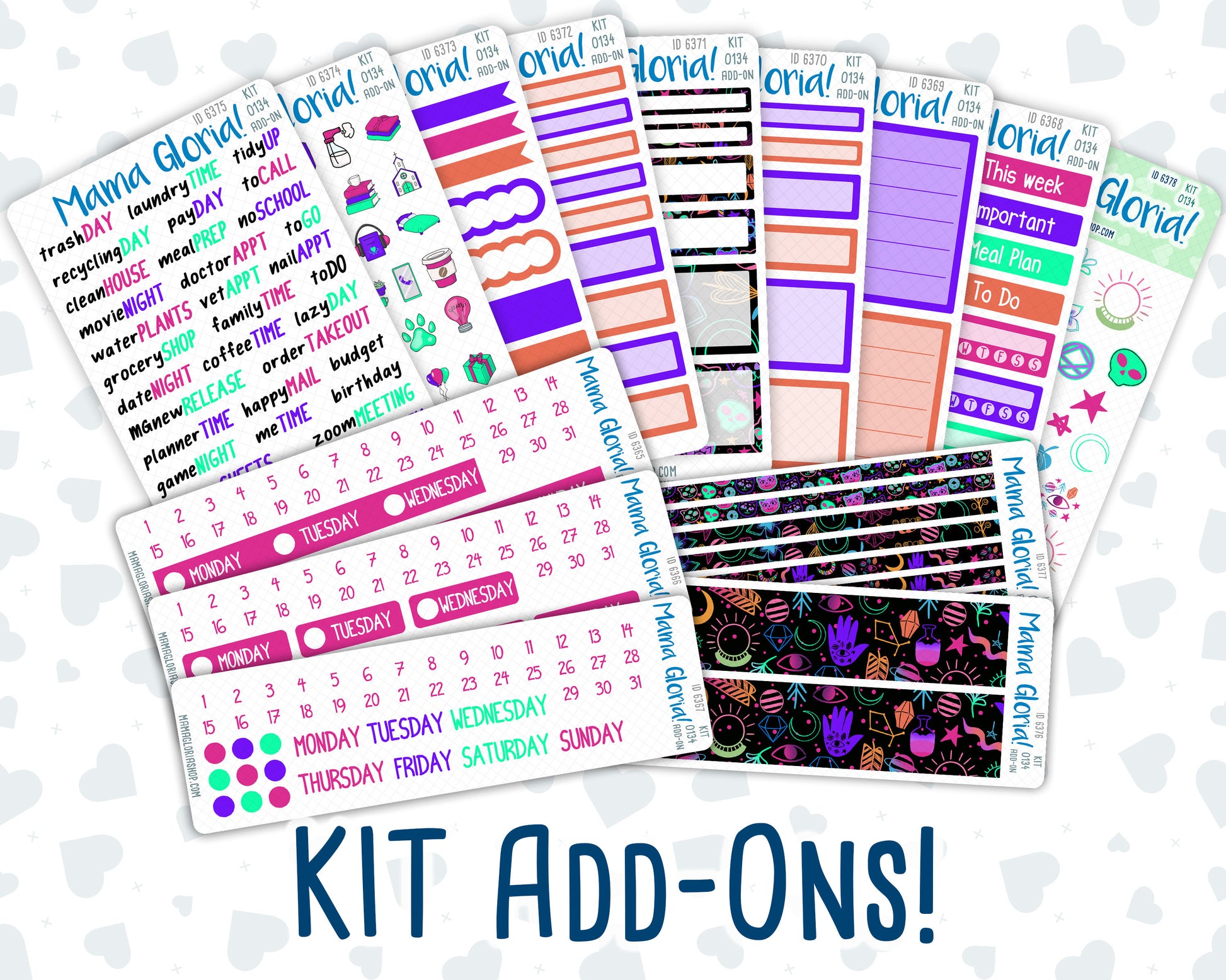 Kit 134 Add Ons - Neon Nightfall - October- Planner Stickers - Kit 2023