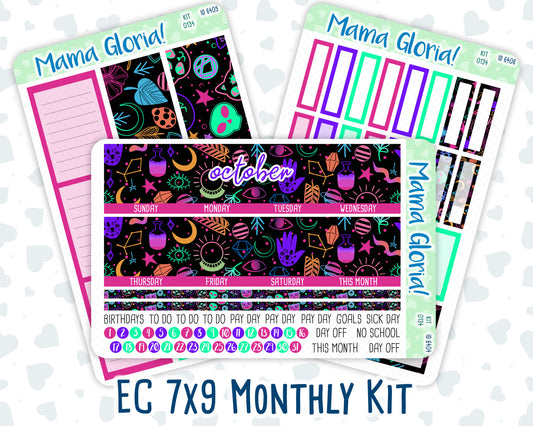 Kit 0134 -7x9 - Monthly - Neon Nightfall- October- Autumn- For EC Planners