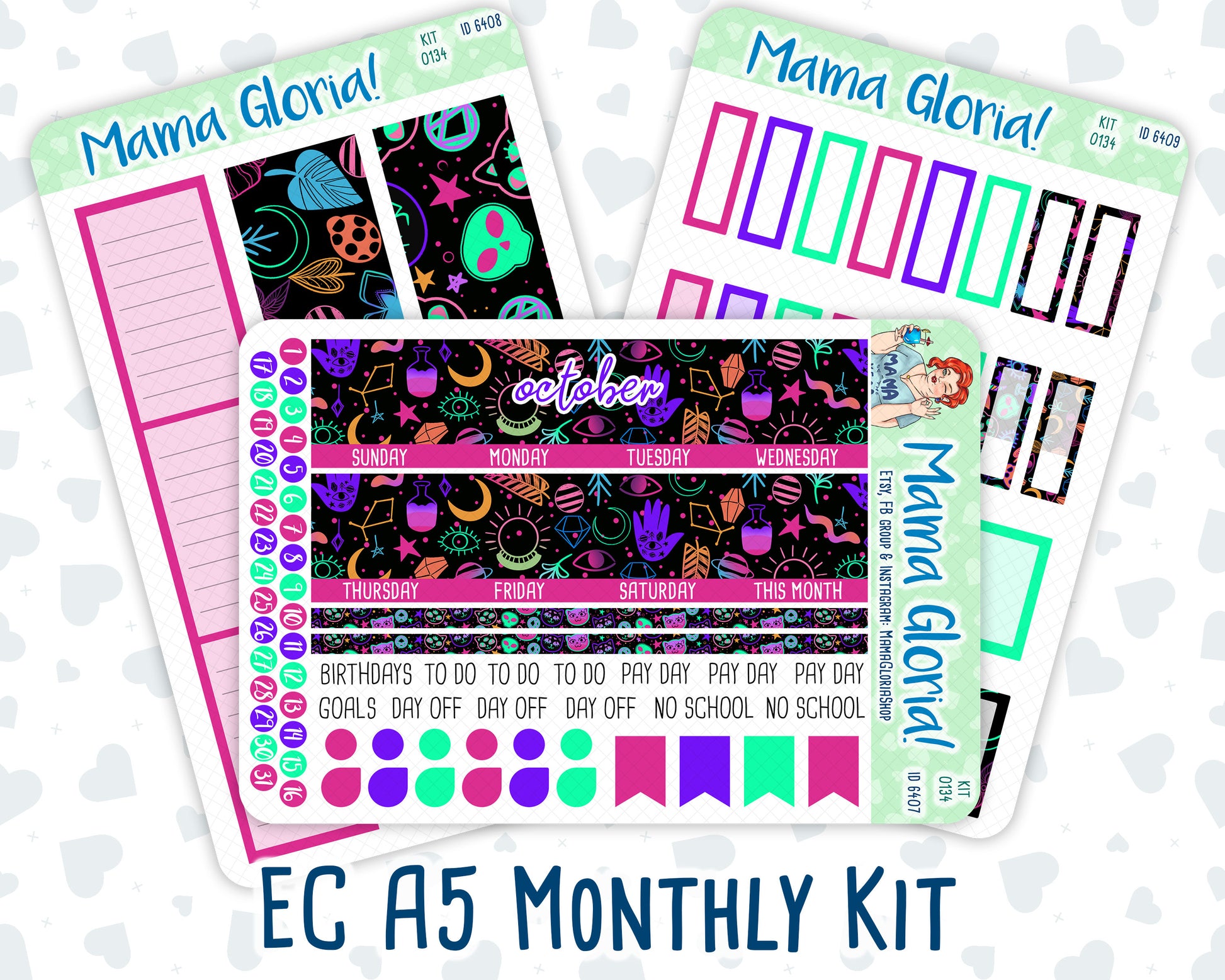 Kit 0134 -A5 -Monthly -Neon Nightfall- October- Autumn Kit