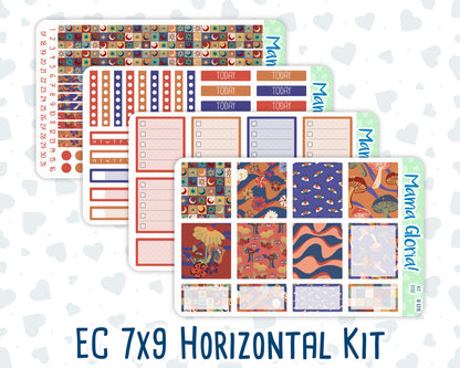 Kit 0132- 7x9 - Shroomville -October- Autumn- Weekly Kit For EC Horizontal Planners