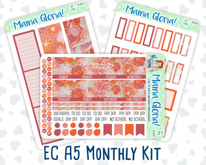 Kit 0136 -A5 -Monthly -Blaze Florals- November- Autumn Kit