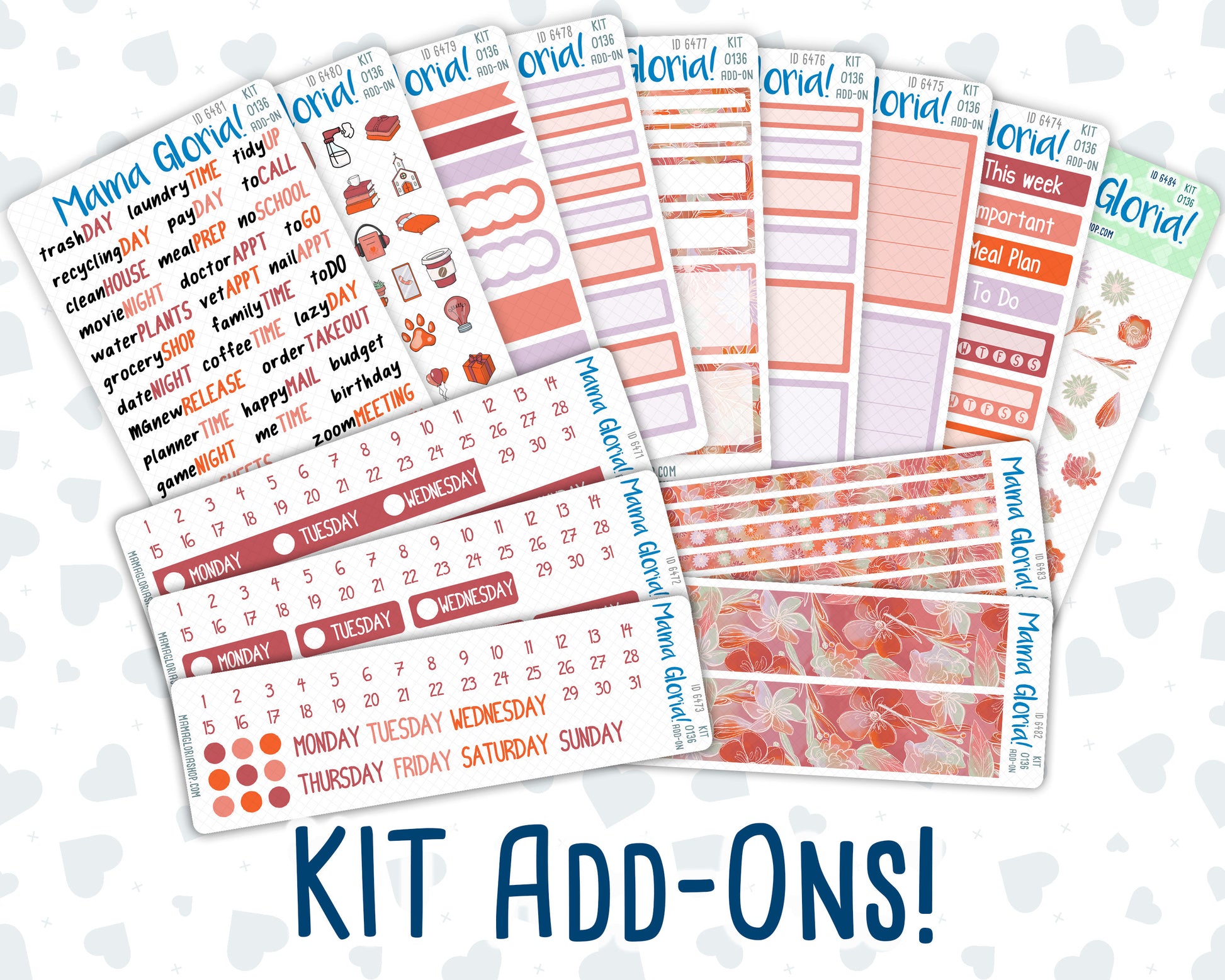 Kit 136 Add Ons - Blaze Florals - November - Planner Stickers - Kit 2023