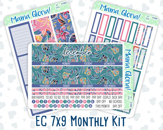 Kit 0140 -7x9 - Monthly - Frosty Blooms- December- Winter- For EC Planners