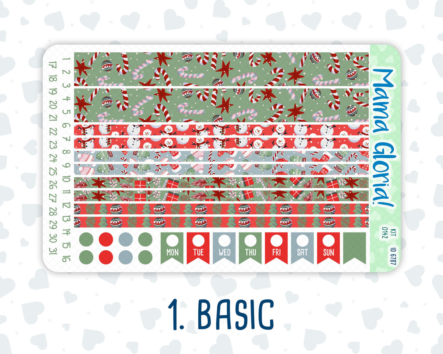 Kit 0142- 7x9 - Holiday Highlights -December- Winter- Weekly Kit For EC Horizontal Planners