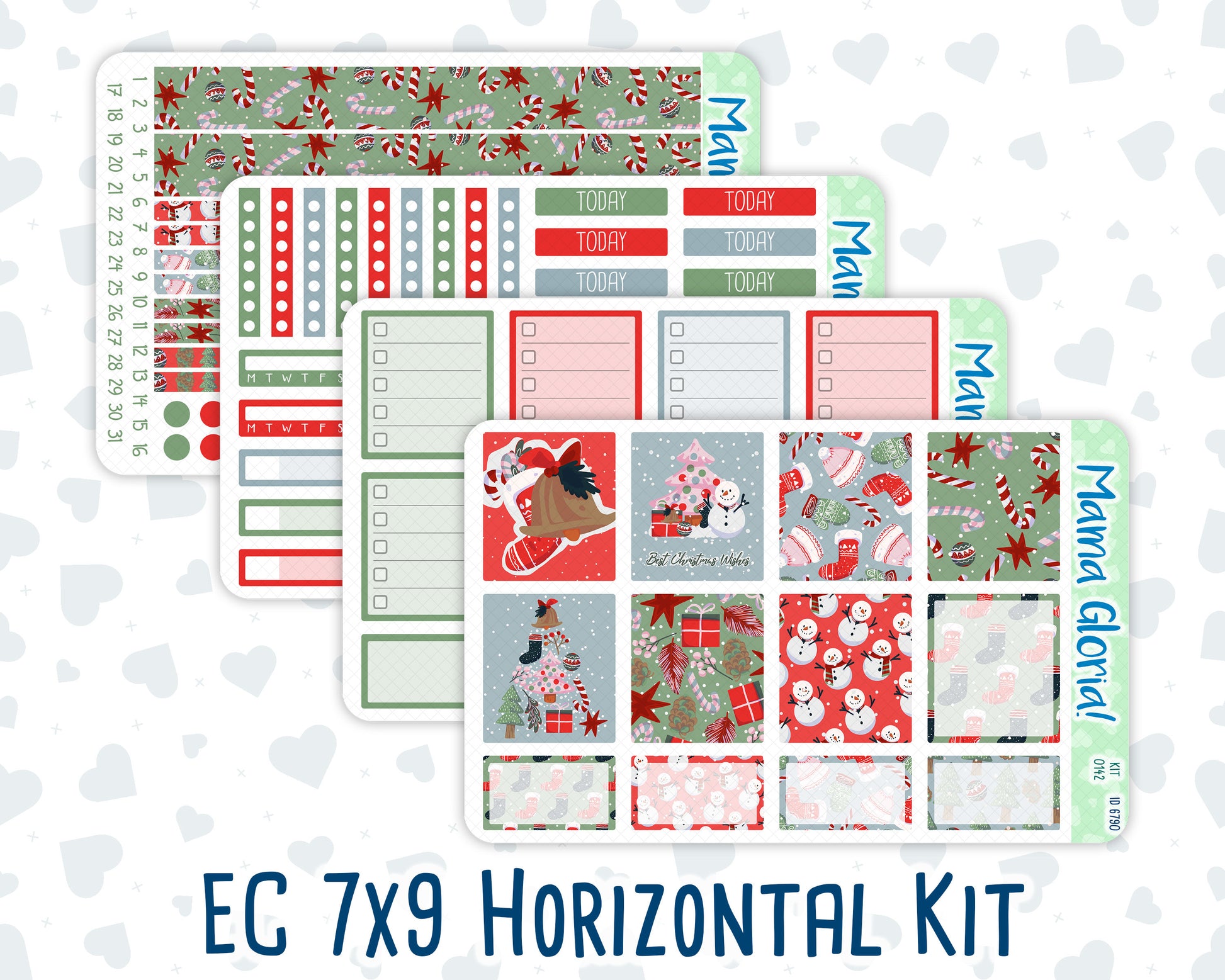 Kit 0142- 7x9 - Holiday Highlights -December- Winter- Weekly Kit For EC Horizontal Planners