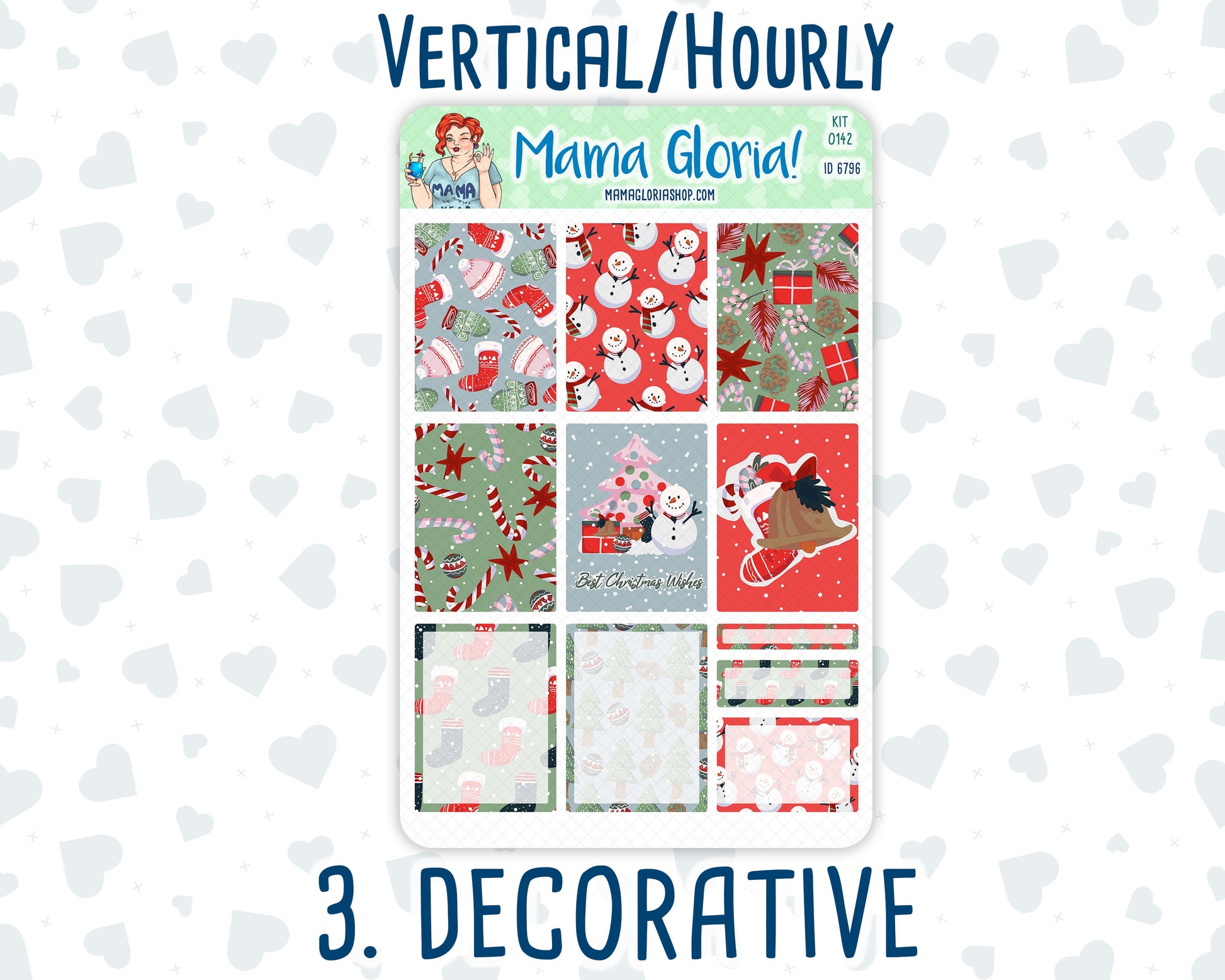 Kit 0142 -7x9 -Holiday Highlights - December- Winter- Weekly Kit For Vertical And Hourly EC Planners