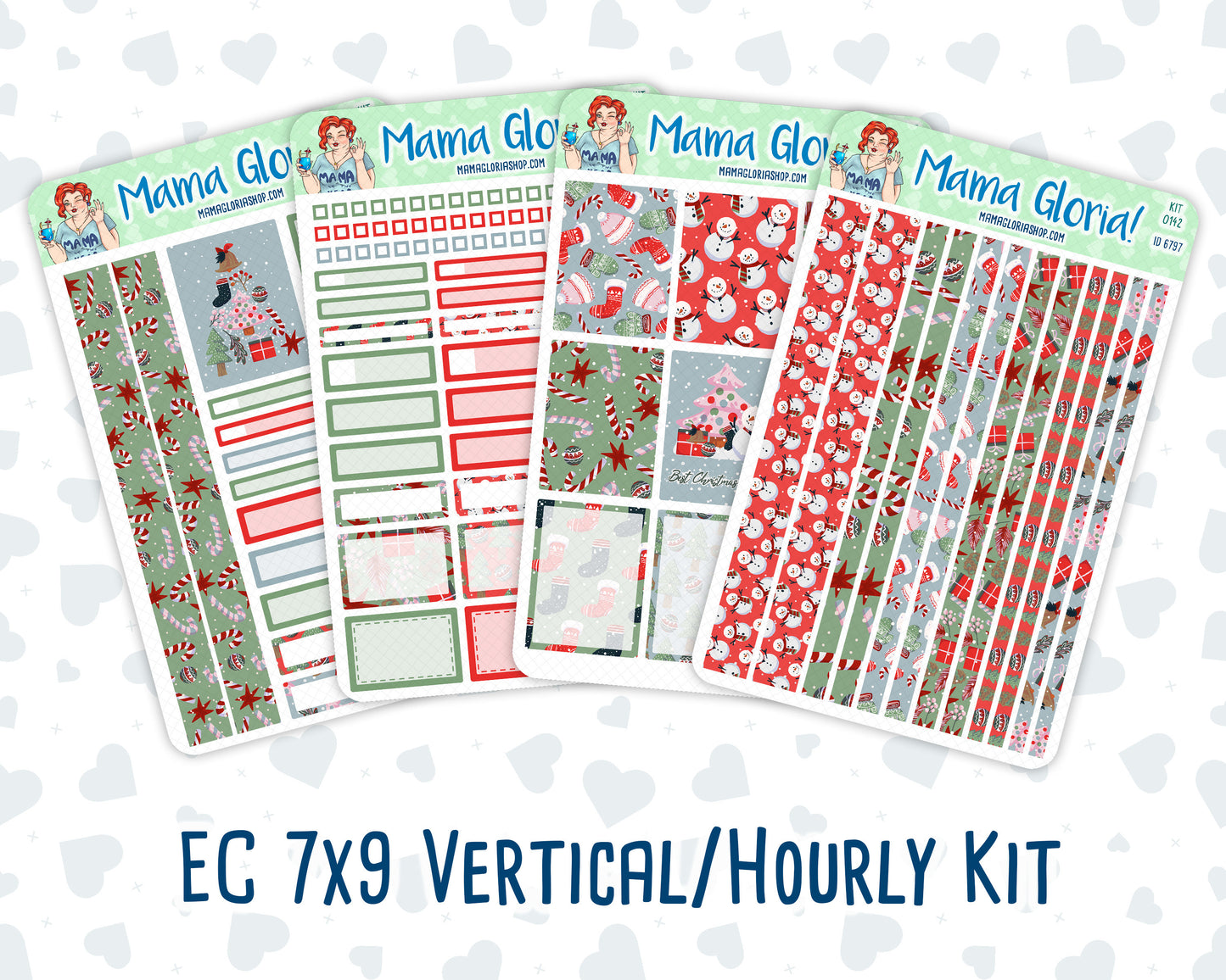 Kit 0142 -7x9 -Holiday Highlights - December- Winter- Weekly Kit For Vertical And Hourly EC Planners