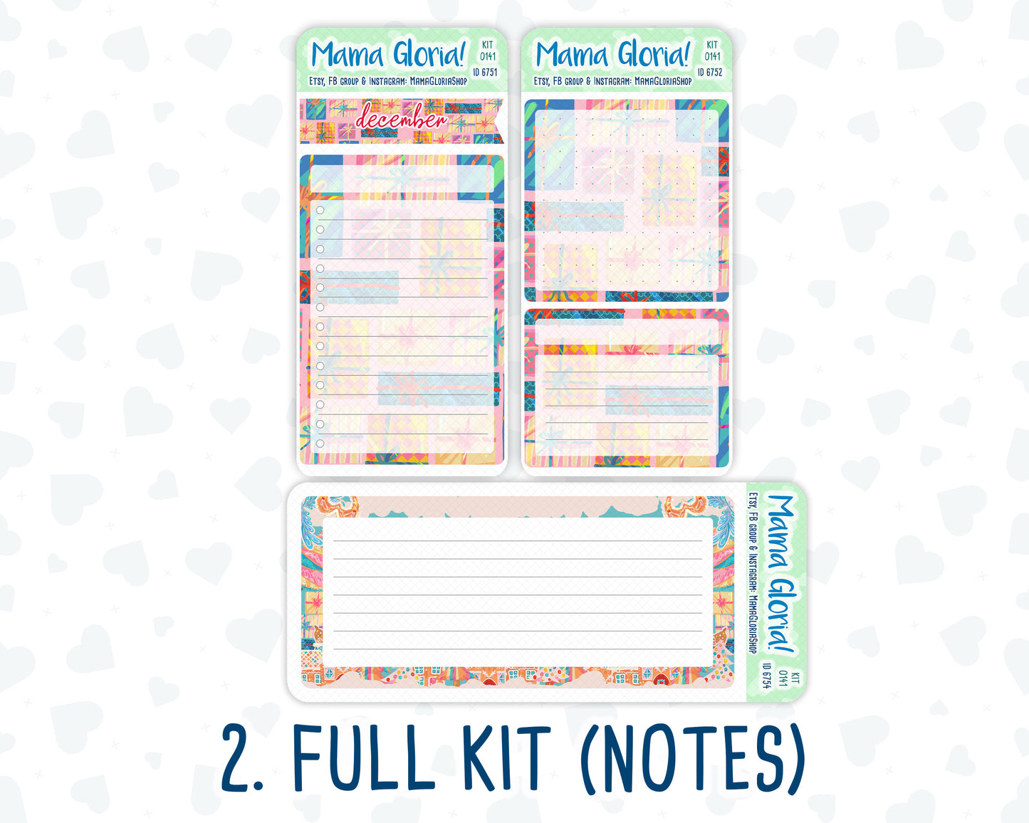 Kit 0141 -7x9 - Christmas Village- December- Winter- Notes Pages - Dashboard Kit - Productivity Page