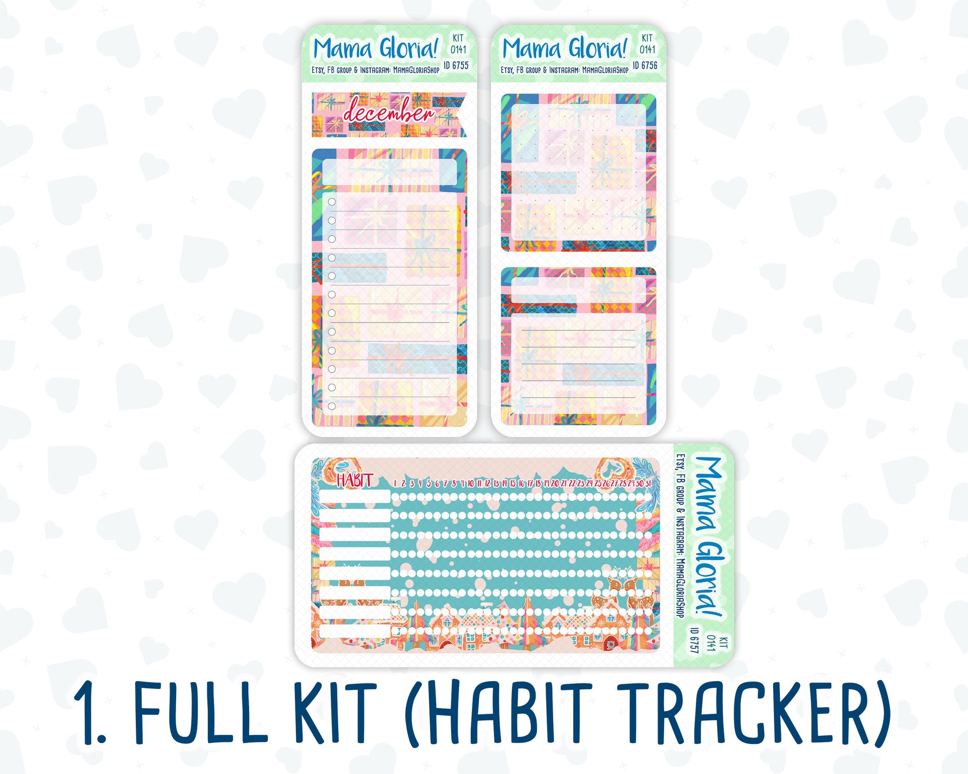 Kit 0141 - A5 - Christmas Village- December- Winter- Notes Pages - Dashboard Kit - Productivity Page