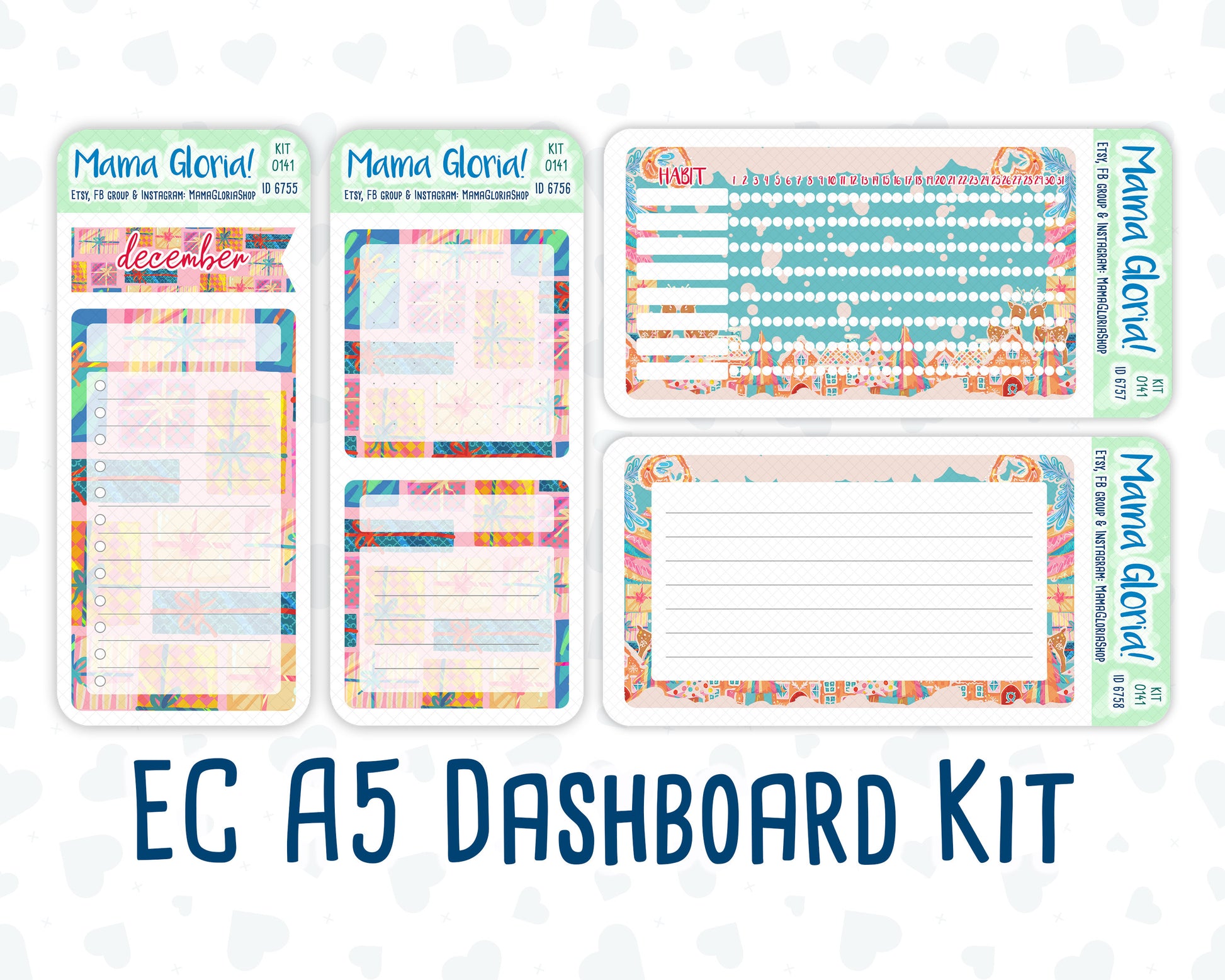 Kit 0141 - A5 - Christmas Village- December- Winter- Notes Pages - Dashboard Kit - Productivity Page