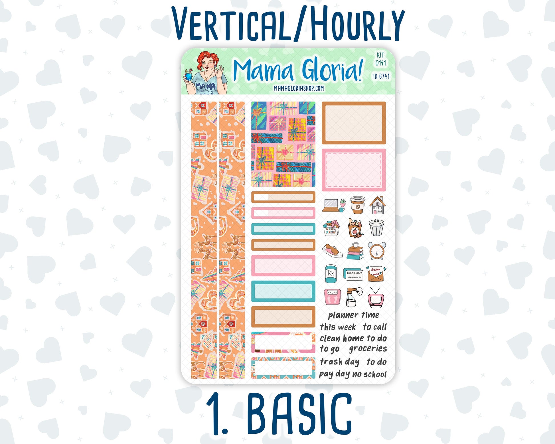 Kit 0141 -7x9 -Christmas Village - December- Winter- Weekly Kit For Vertical And Hourly EC Planners