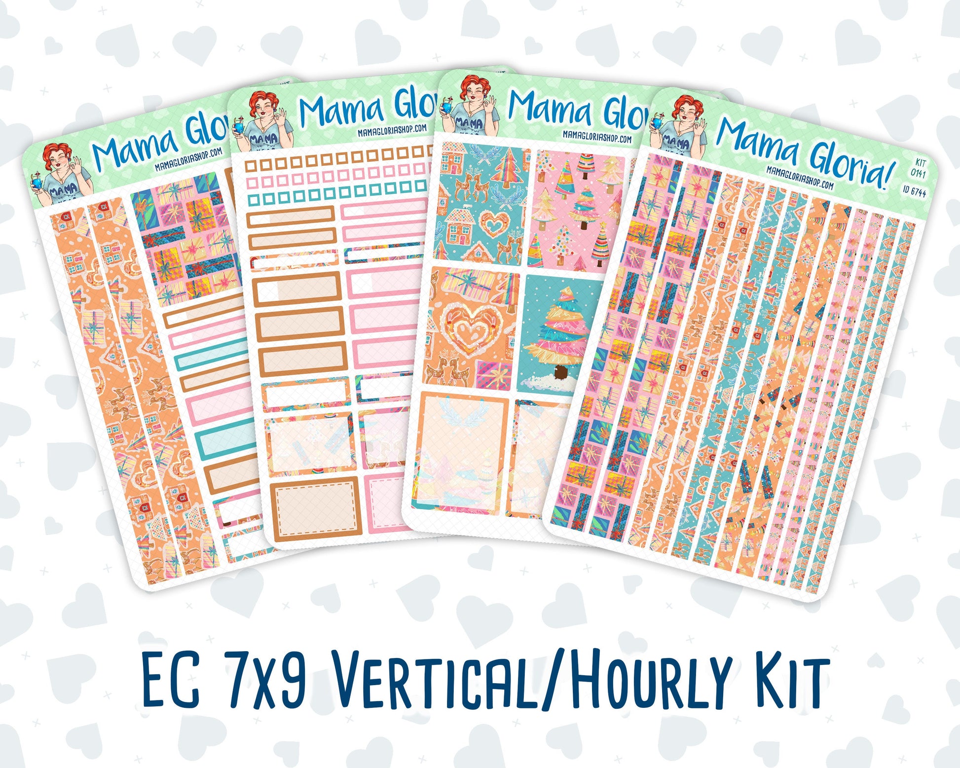 Kit 0141 -7x9 -Christmas Village - December- Winter- Weekly Kit For Vertical And Hourly EC Planners