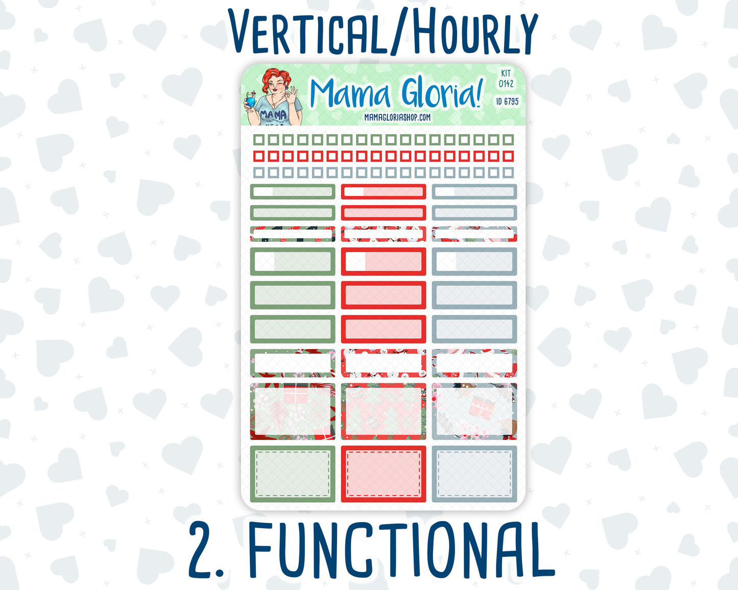 Kit 0142 -7x9 -Holiday Highlights - December- Winter- Weekly Kit For Vertical And Hourly EC Planners