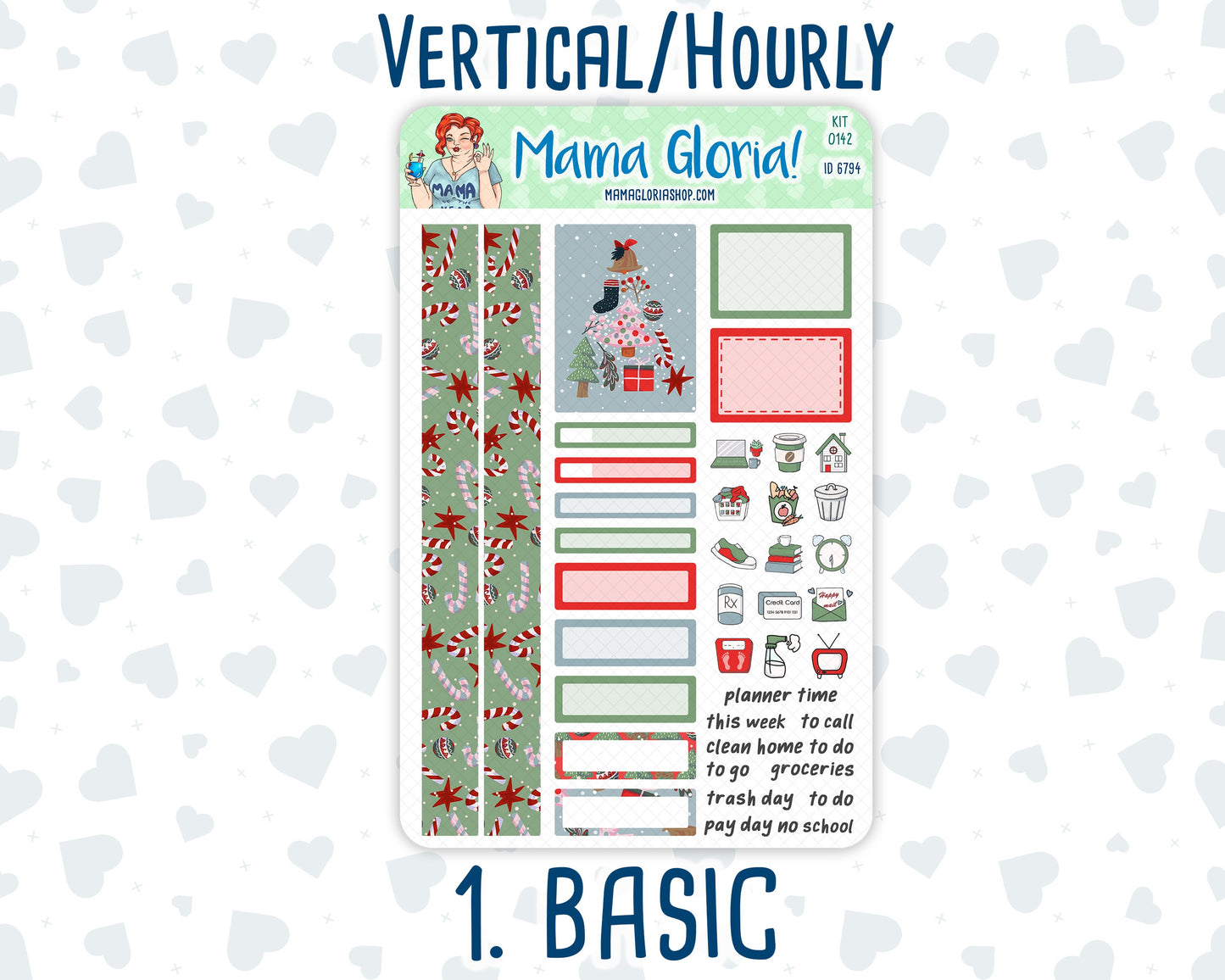 Kit 0142 -7x9 -Holiday Highlights - December- Winter- Weekly Kit For Vertical And Hourly EC Planners