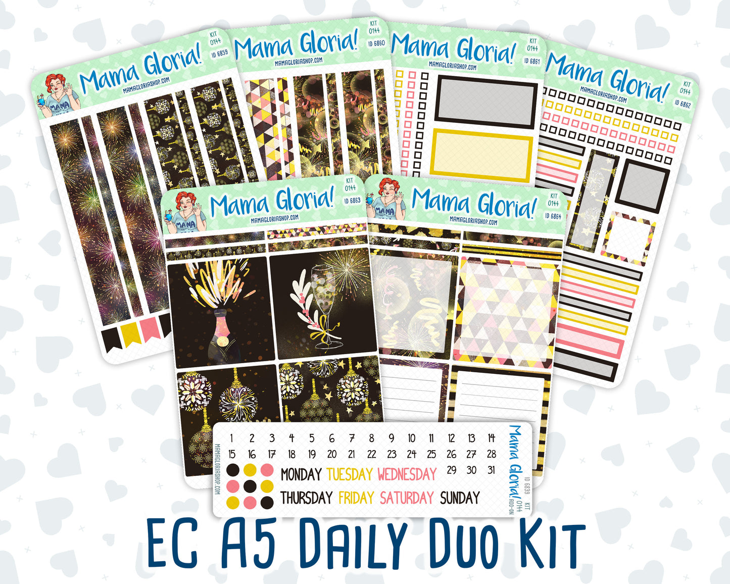 Kit 0144- A5 Daily Duo - New Year's Soiree - January