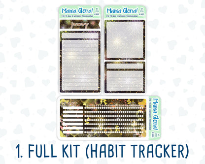 Kit 0144 -7x9 - New Year's Soiree- January- Winter- Notes Pages - Dashboard Kit - Productivity Page