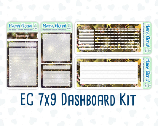 Kit 0144 -7x9 - New Year's Soiree- January- Winter- Notes Pages - Dashboard Kit - Productivity Page