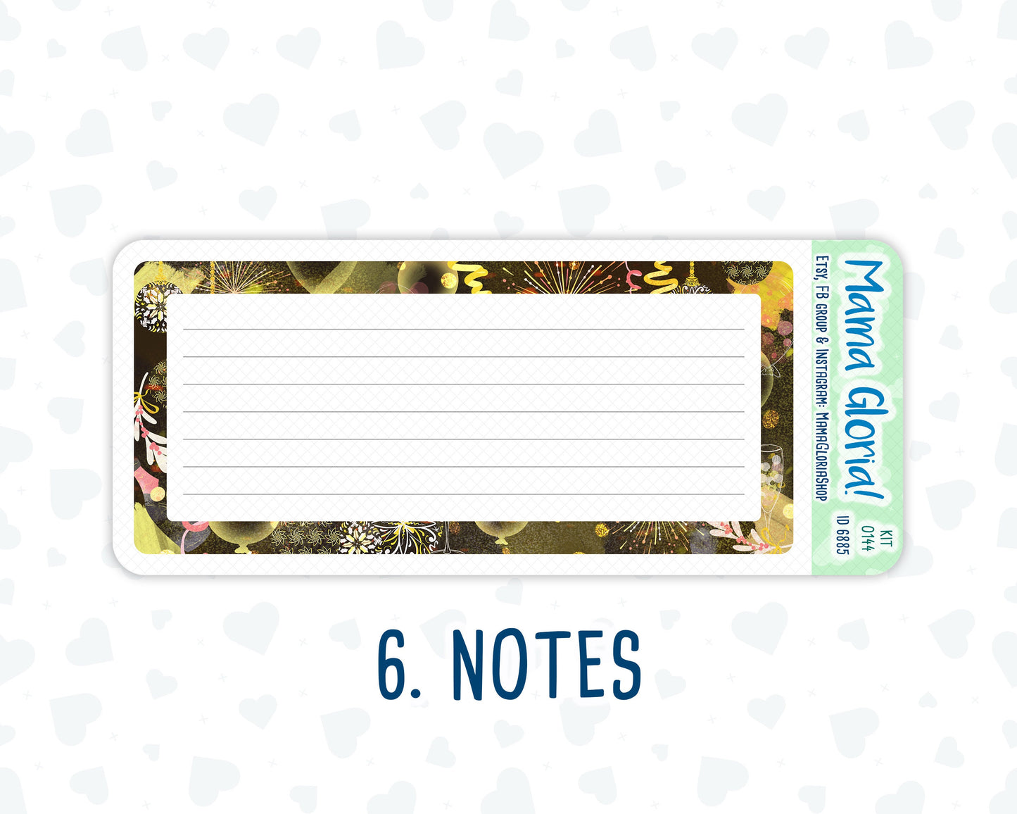 Kit 0144 -7x9 - New Year's Soiree- January- Winter- Notes Pages - Dashboard Kit - Productivity Page