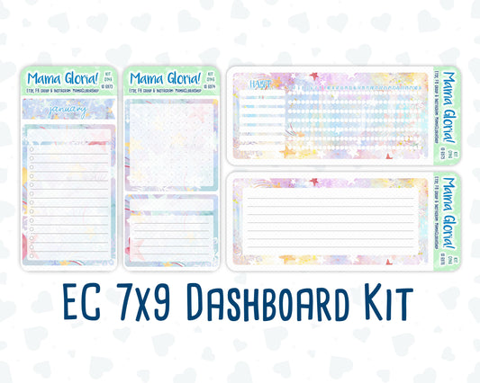 Kit 0146 -7x9 - Gilded Stars- January- Winter- Notes Pages - Dashboard Kit - Productivity Page