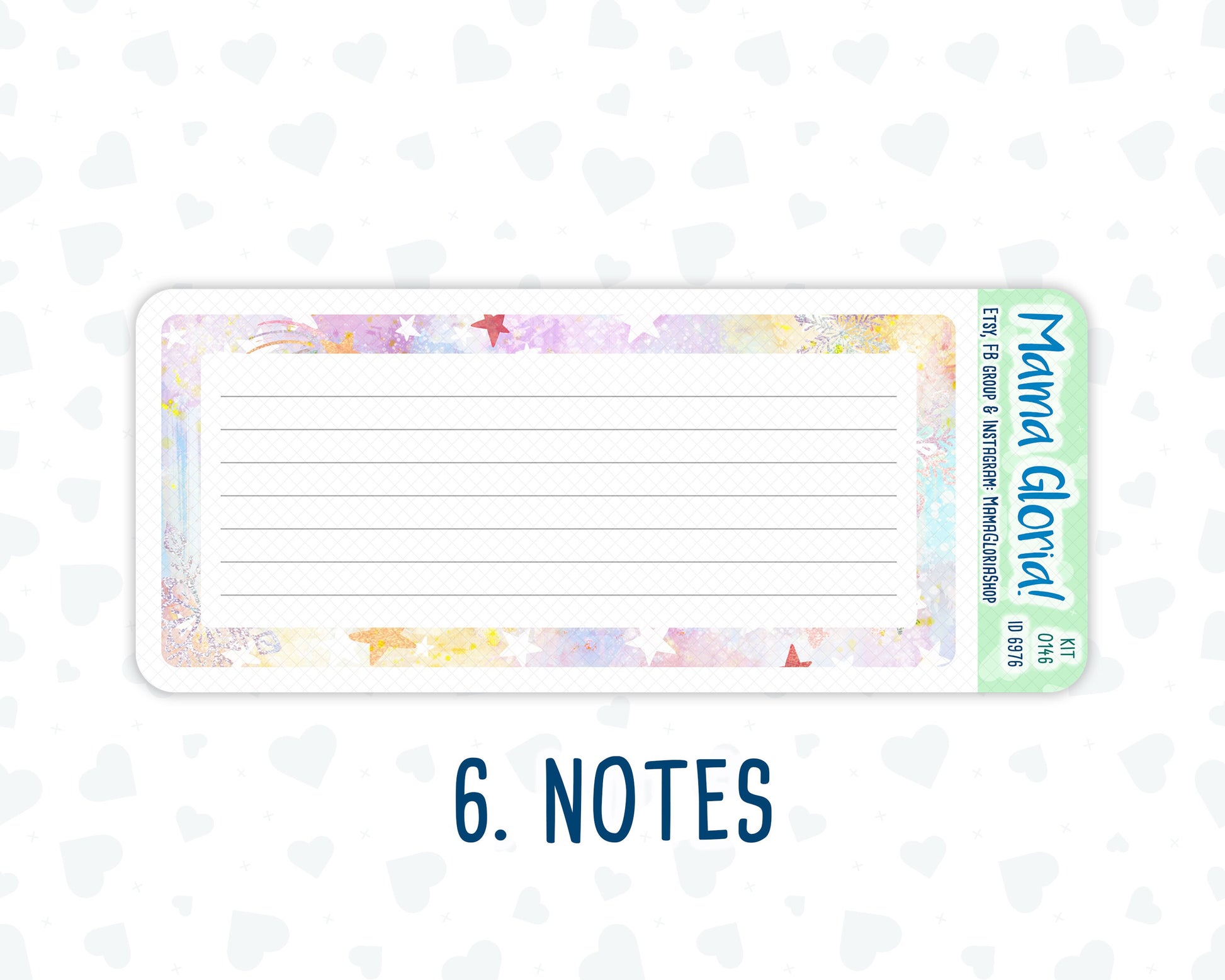 Kit 0146 -7x9 - Gilded Stars- January- Winter- Notes Pages - Dashboard Kit - Productivity Page