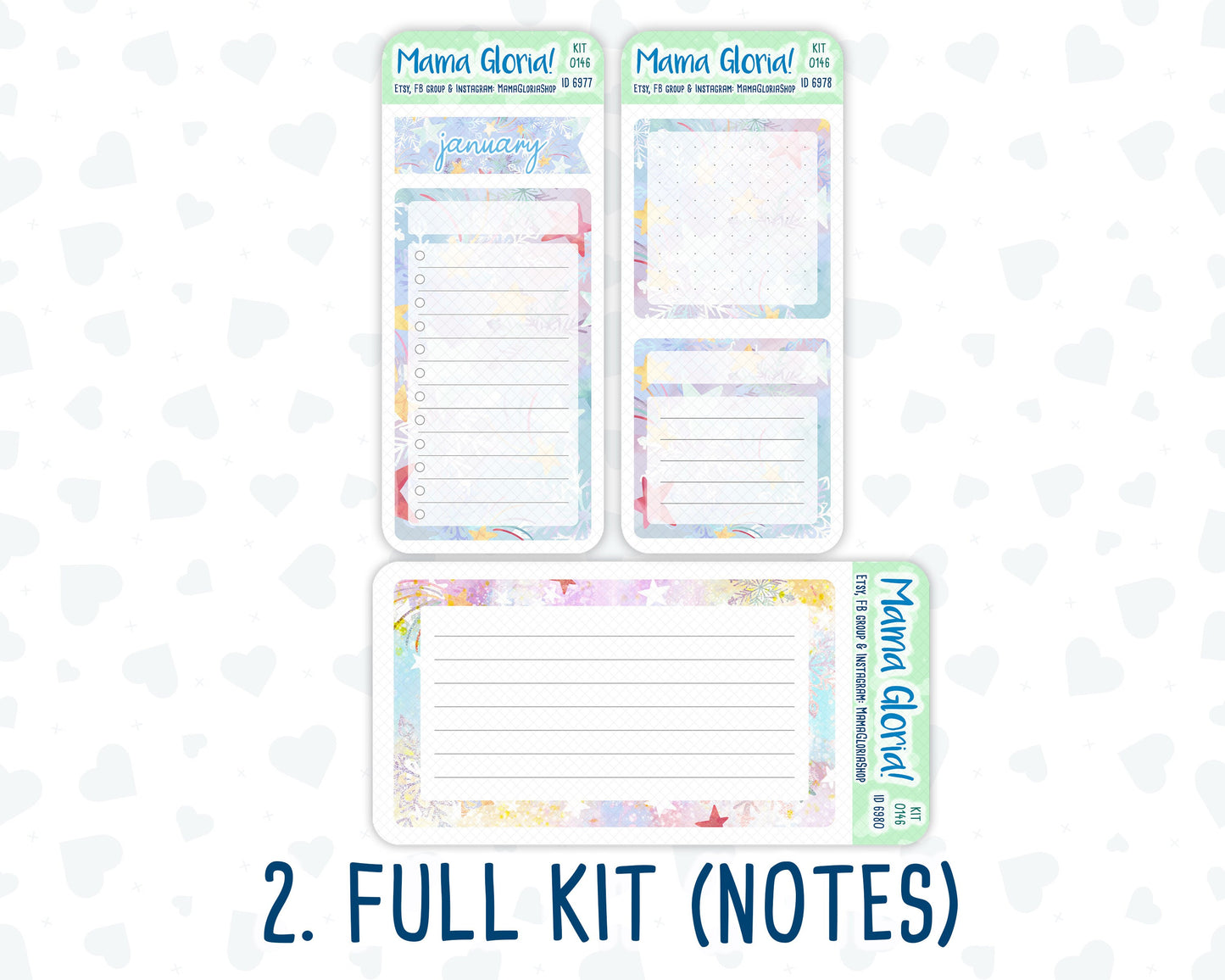 Kit 0146 - A5 - Gilded Stars - January - Winter- Notes Pages - Dashboard Kit - Productivity Page