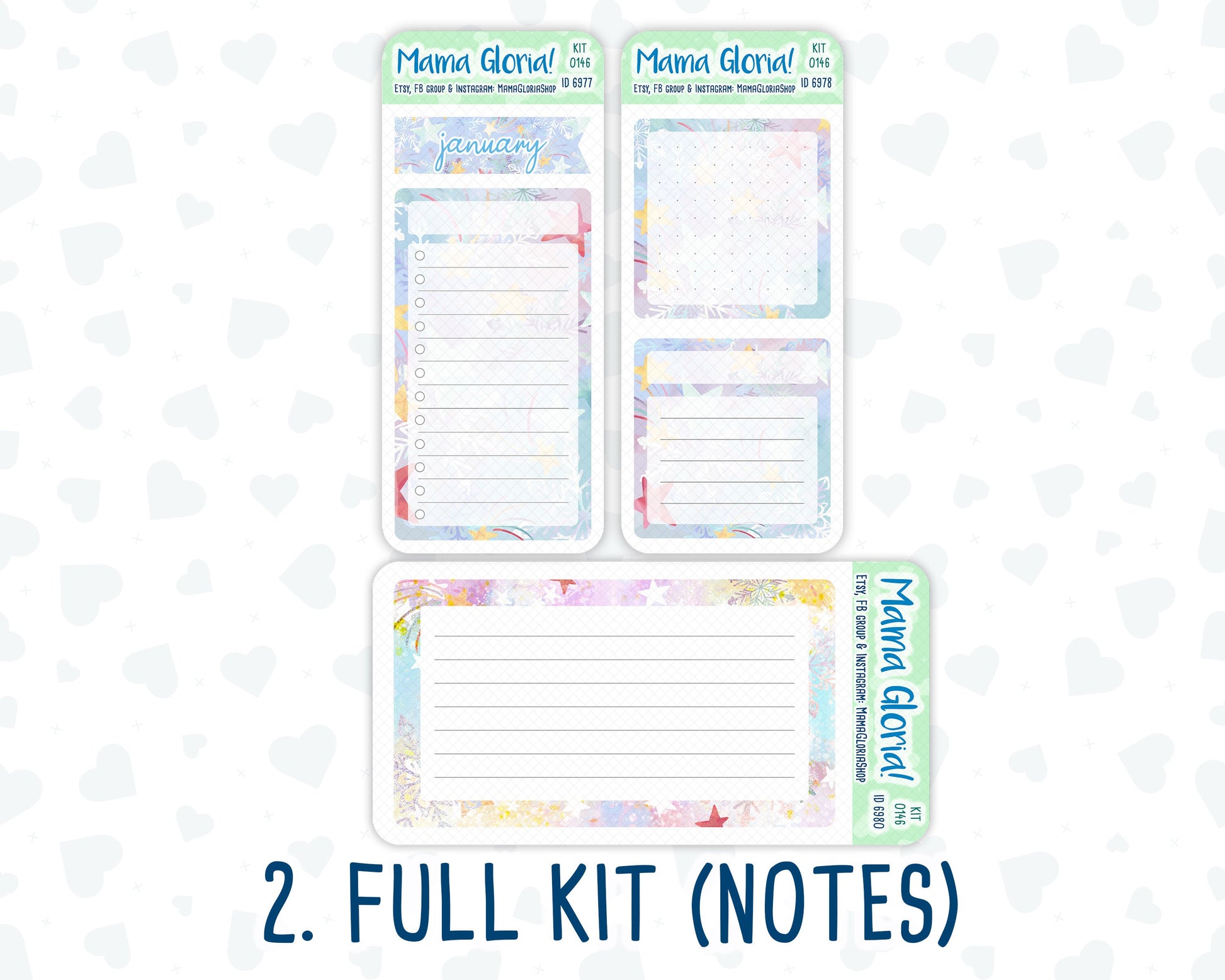 Kit 0146 - A5 - Gilded Stars - January - Winter- Notes Pages - Dashboard Kit - Productivity Page